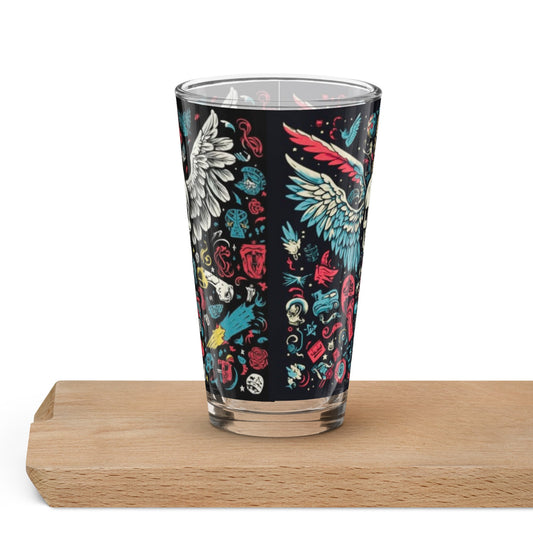 Front Skull Wings Shaker pint glass #MzKittyz #NikkiDKatArt