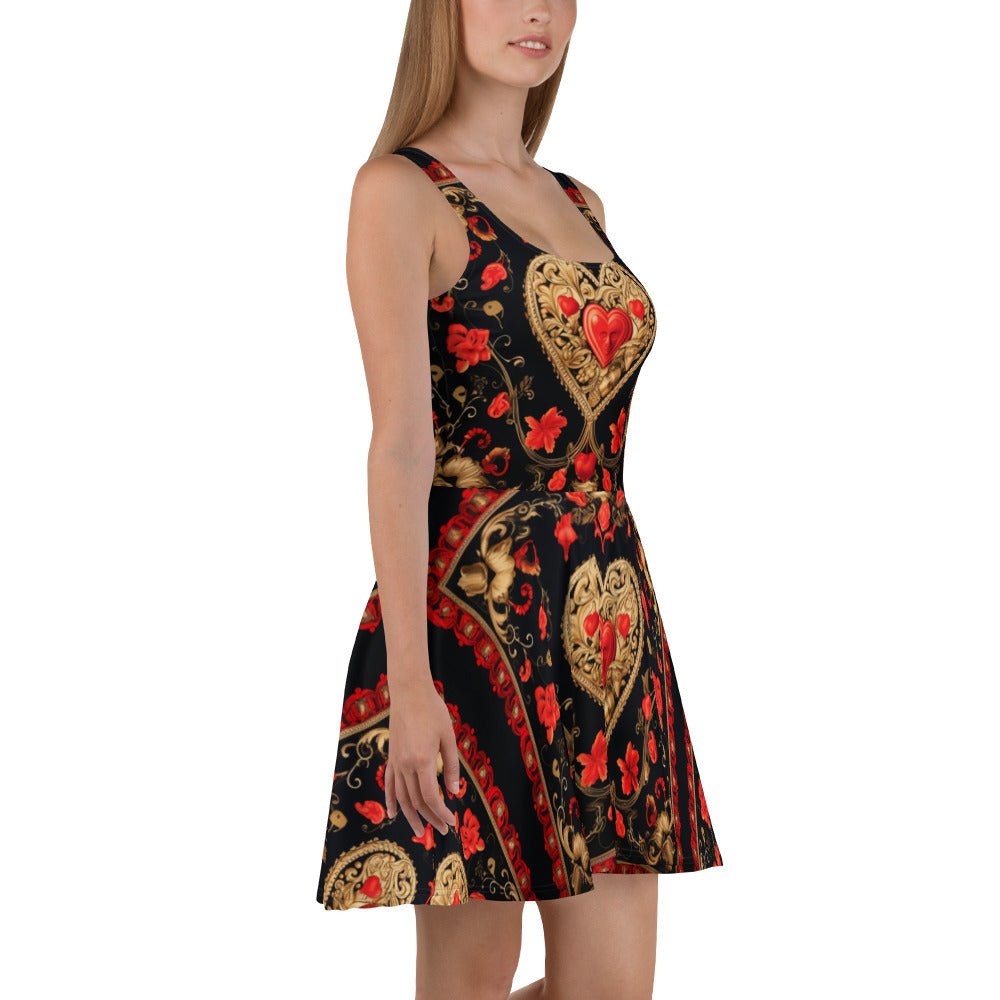 Front Signature Heart Scarf Skater Dress #MzKittyz #NikkiDKatArt