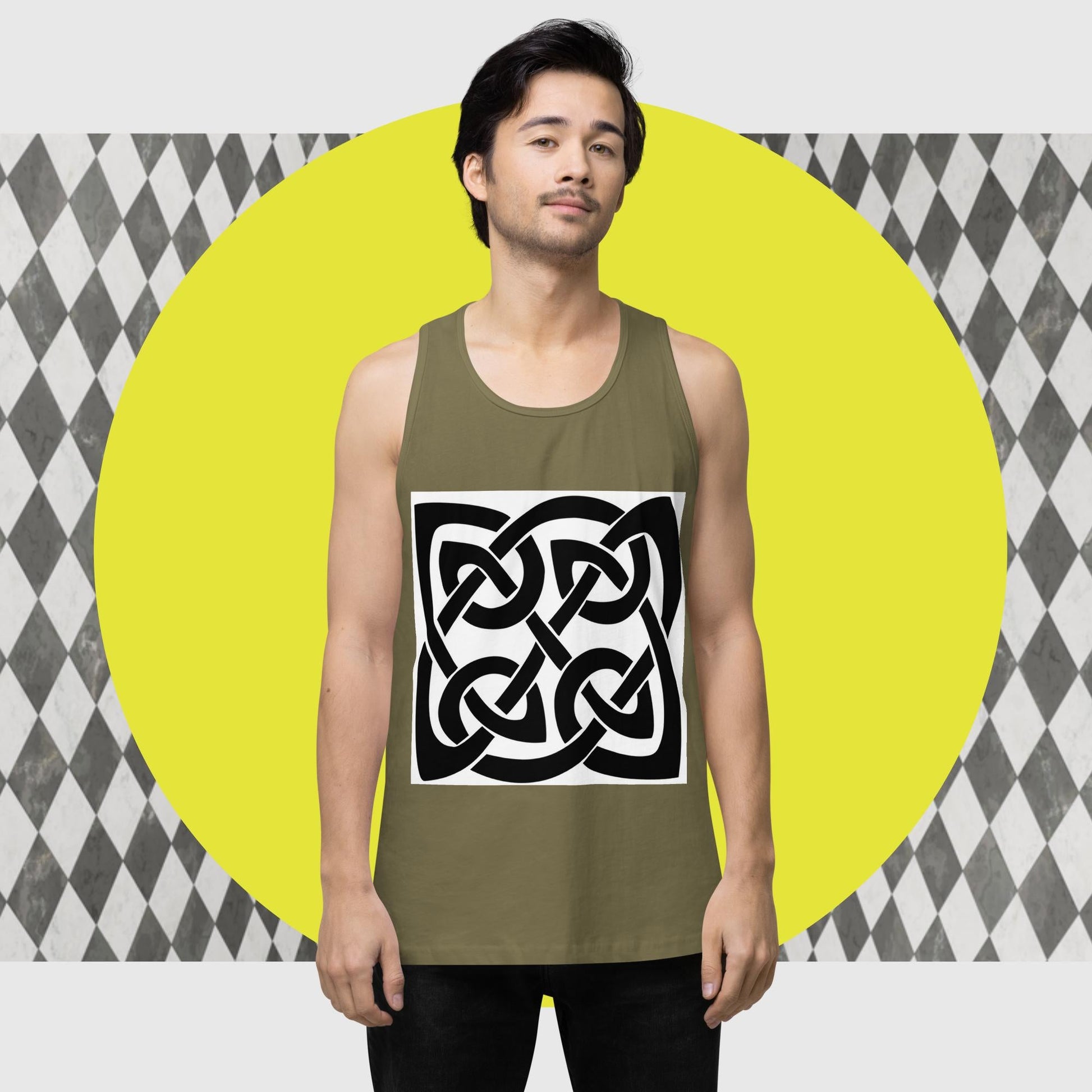 Front Celtic Knot, Men’s premium tank top Tank #MzKittyz #NikkiDKatArt
