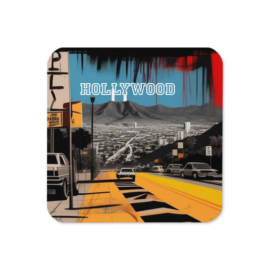 Front Basquiatz Hollywood Cork-back Coaster Coaster #MzKittyz #NikkiDKatArt