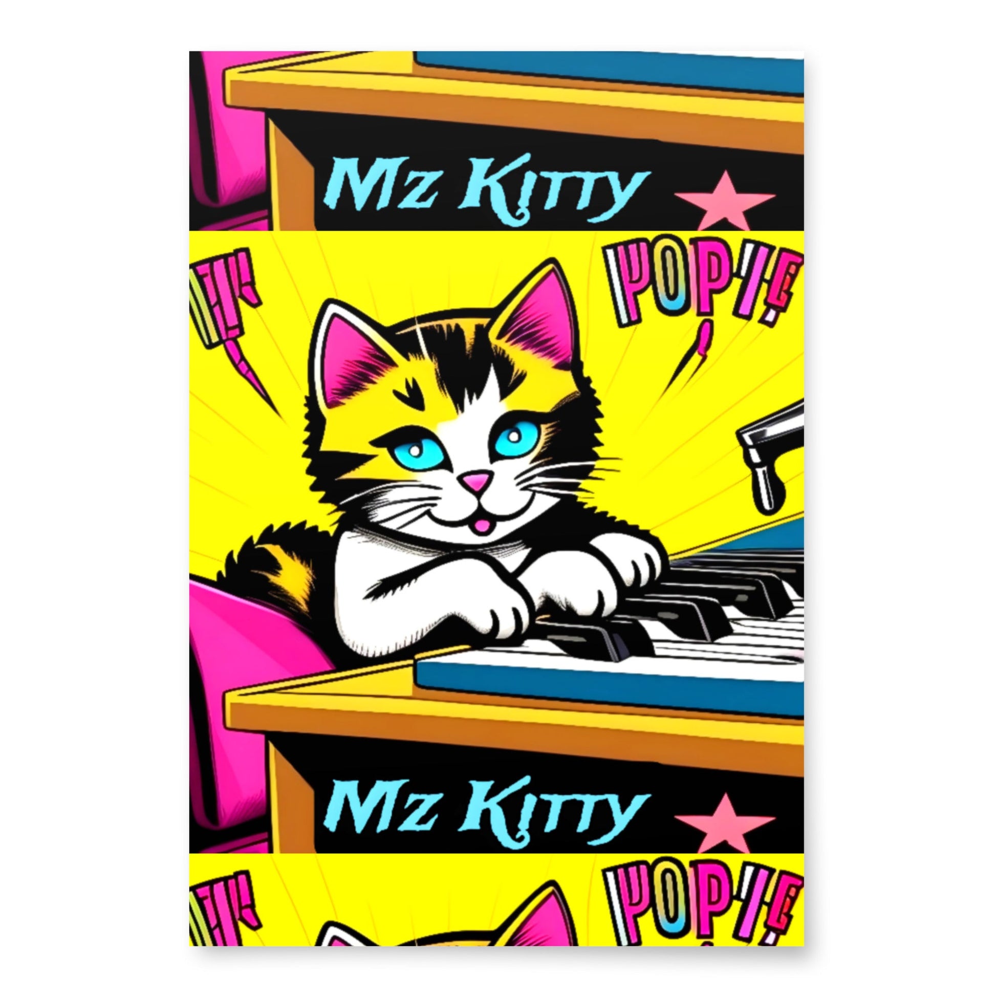 Front Kittyz Rock Band Gift Wrapping paper sheets #MzKittyz #NikkiDKatArt