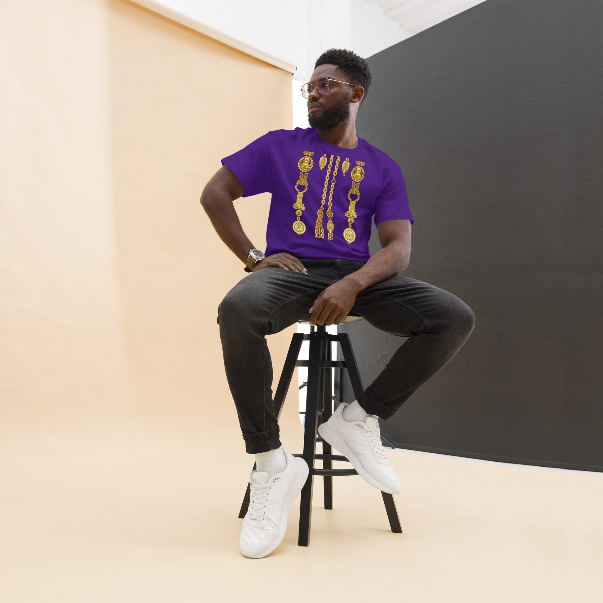 Front Gold Coin Chains Signature Scarf Men's classic tee Tshirt #MzKittyz #NikkiDKatArt