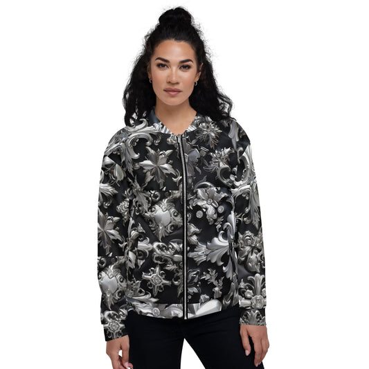 Front Chrome Crosses Unisex Bomber Jacket Bomber Jacket #MzKittyz #NikkiDKatArt