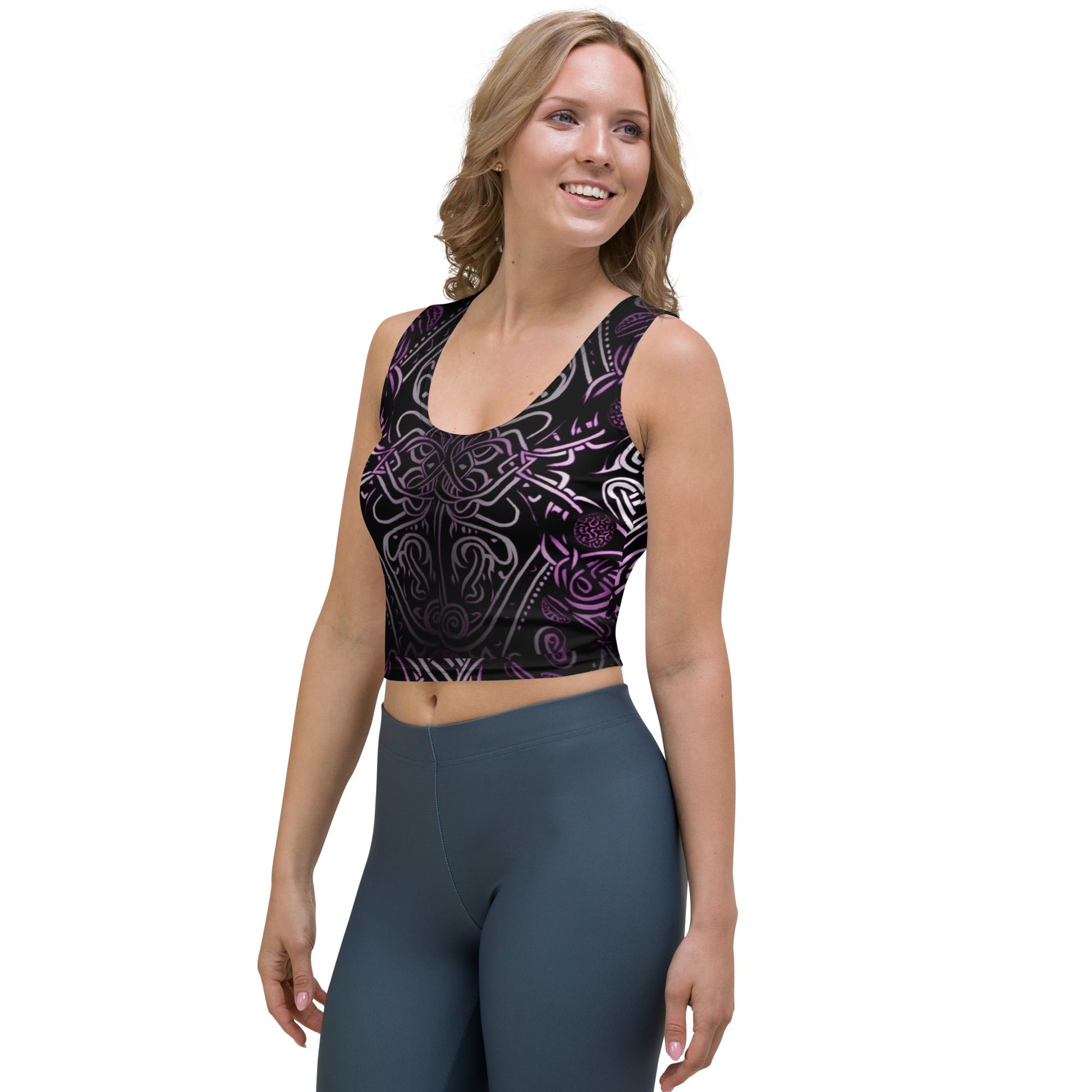 Front Purple Celtic Crop Top #MzKittyz #NikkiDKatArt