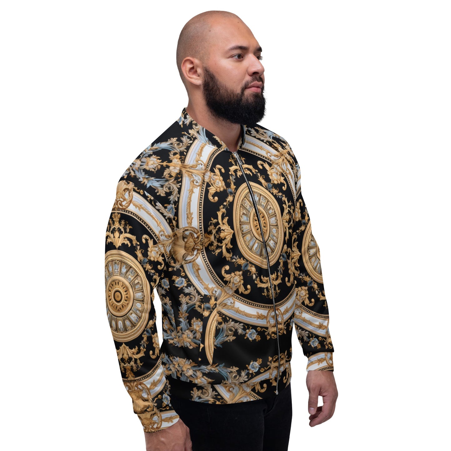 Front Signature Scarf Design Unisex Bomber Jacket #MzKittyz #NikkiDKatArt