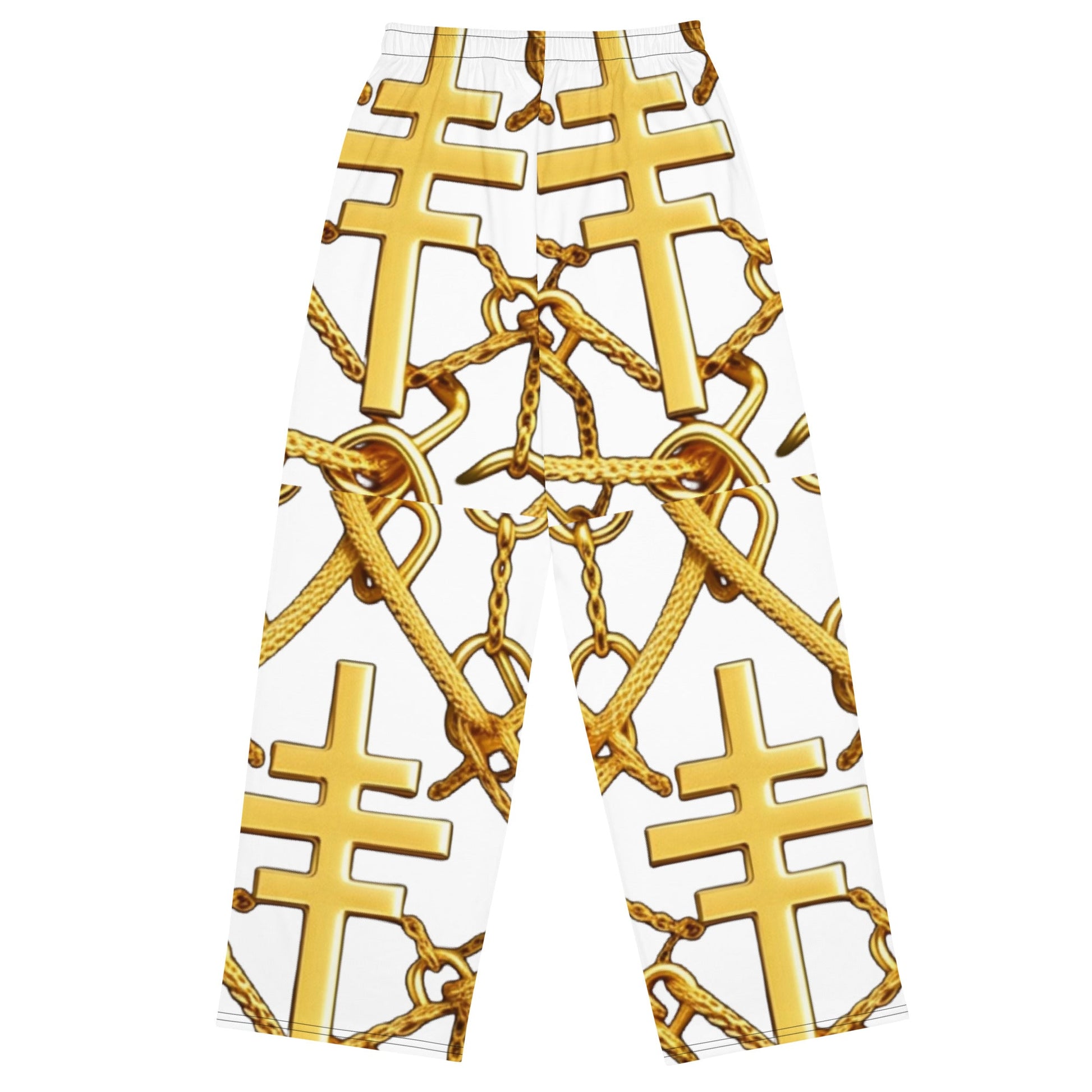Front Gospel Link Chain unisex wide-leg pants Wide Legged Pant #MzKittyz #NikkiDKatArt