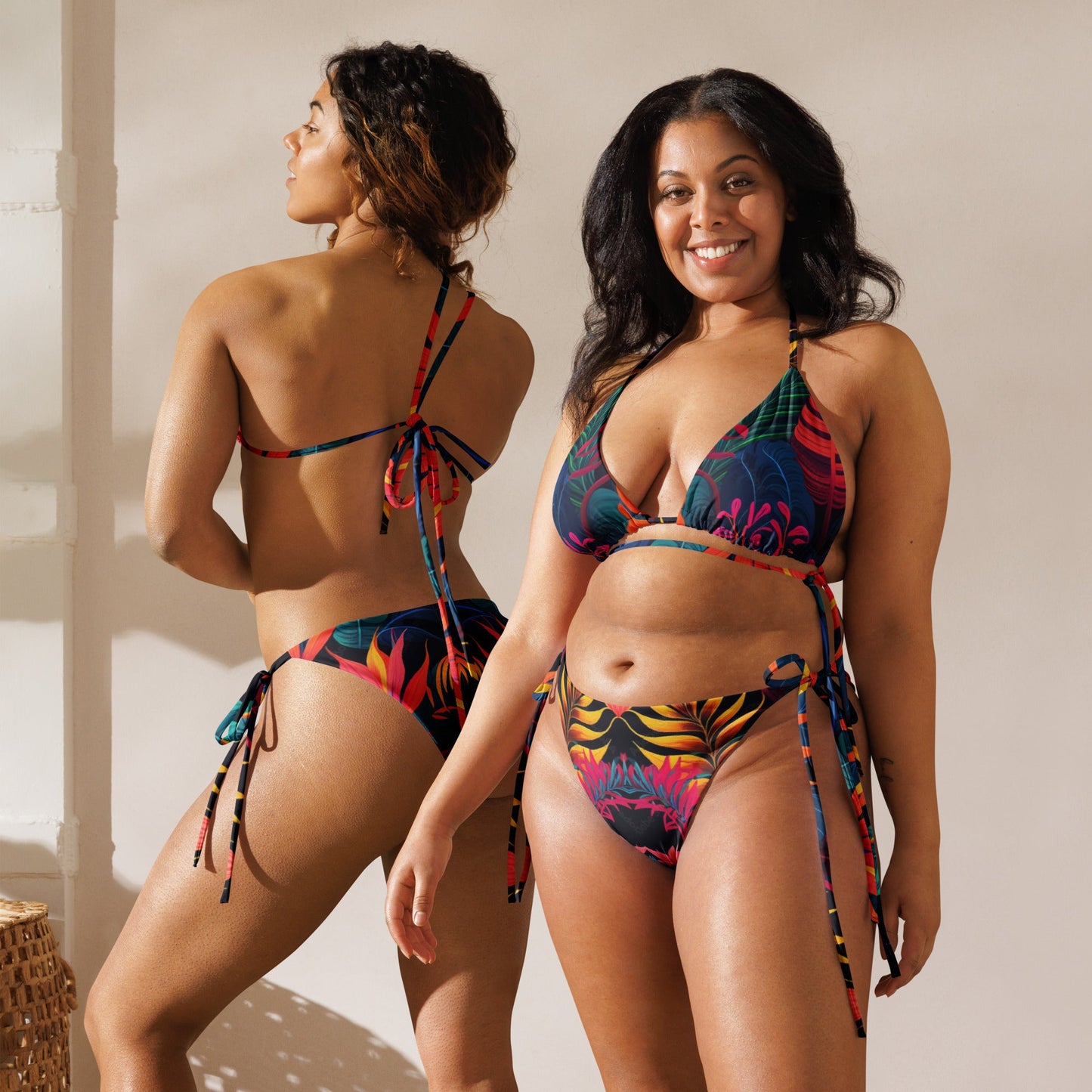 Front Nx Vedic Jungle All-over print recycled string bikini #MzKittyz #NikkiDKatArt