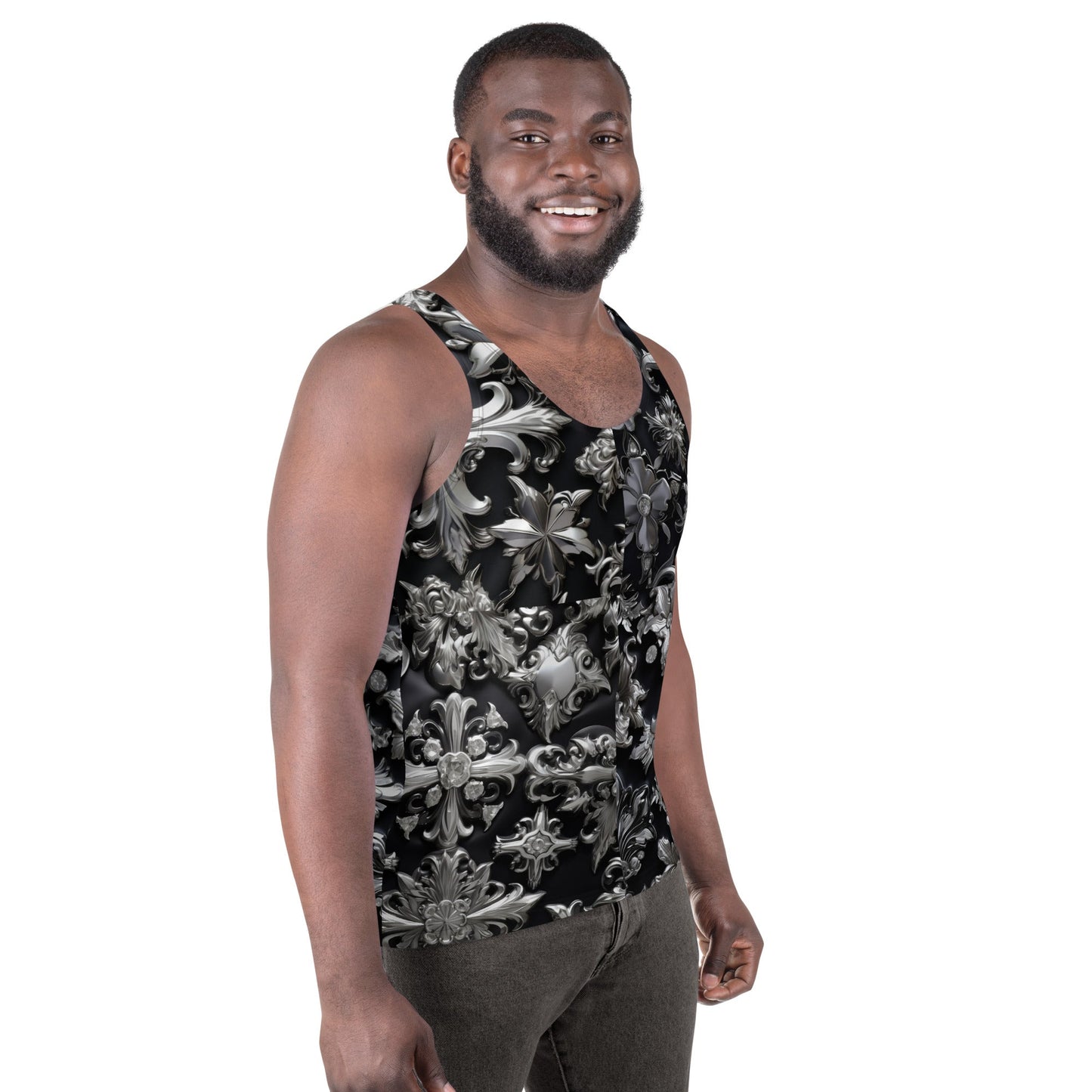 Front Chrome Crosses Unisex Tank Top Tank Top #MzKittyz #NikkiDKatArt