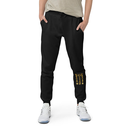 Front Gold Coin Chains Signature Scarf Unisex Fleece Sweatpants Sweatpants #MzKittyz #NikkiDKatArt