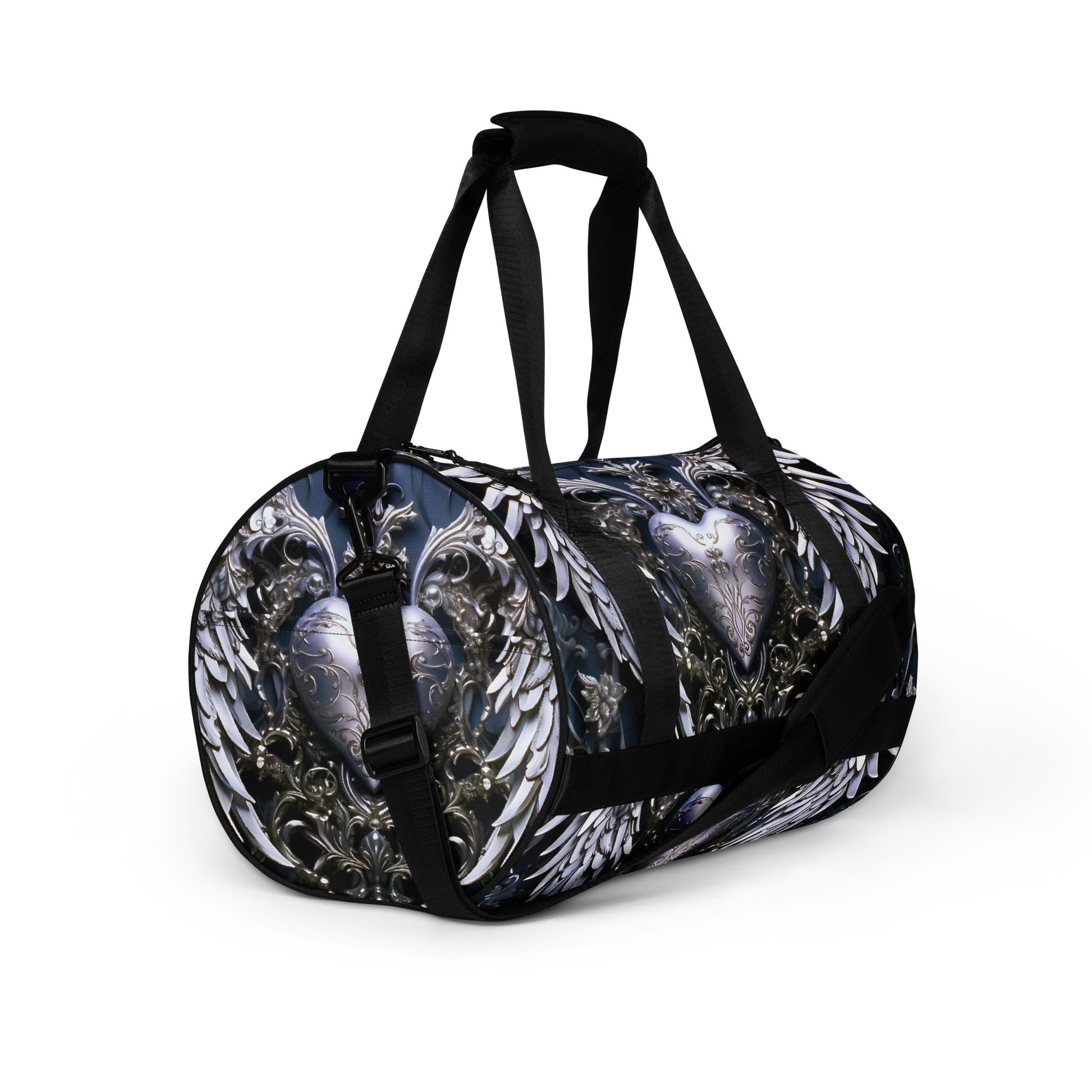 Front Chrome Heart Angel gym bag Gym Bag #MzKittyz #NikkiDKatArt