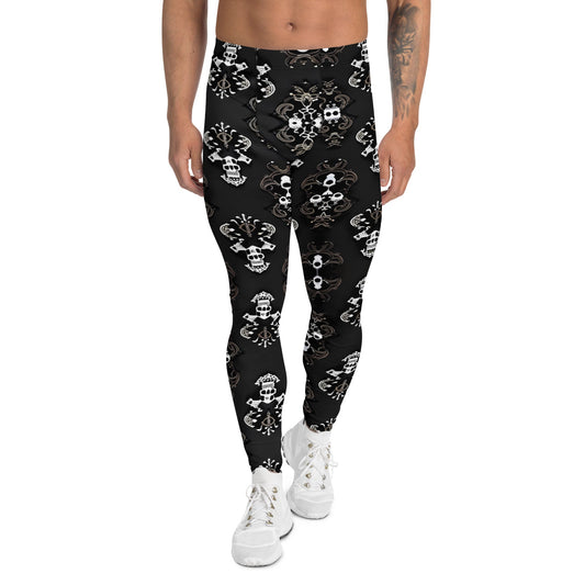 Front Lacie Lace ● Skull Men's Leggings Leggings #MzKittyz #NikkiDKatArt