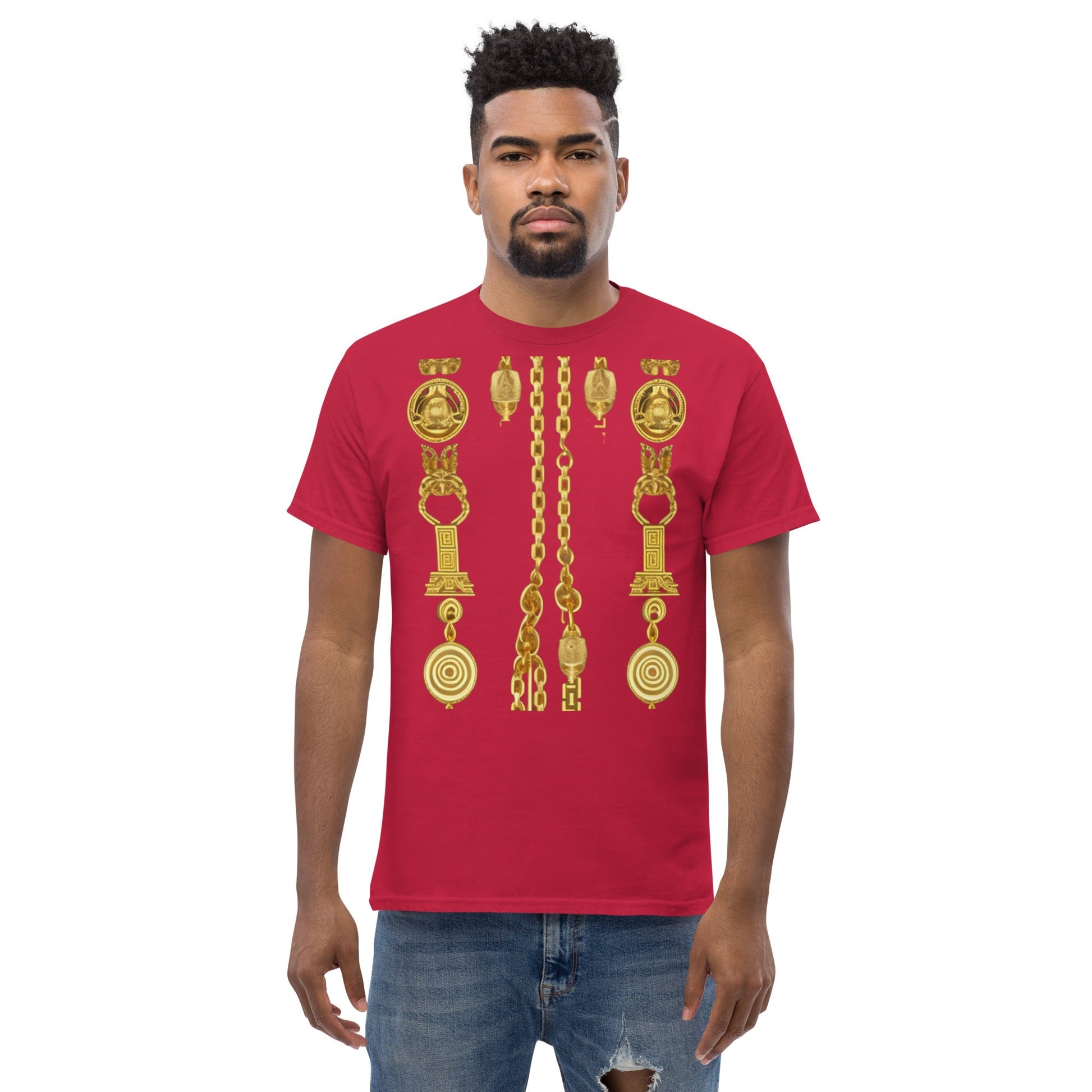 Front Gold Coin Chains Signature Scarf Men's classic tee Tshirt #MzKittyz #NikkiDKatArt