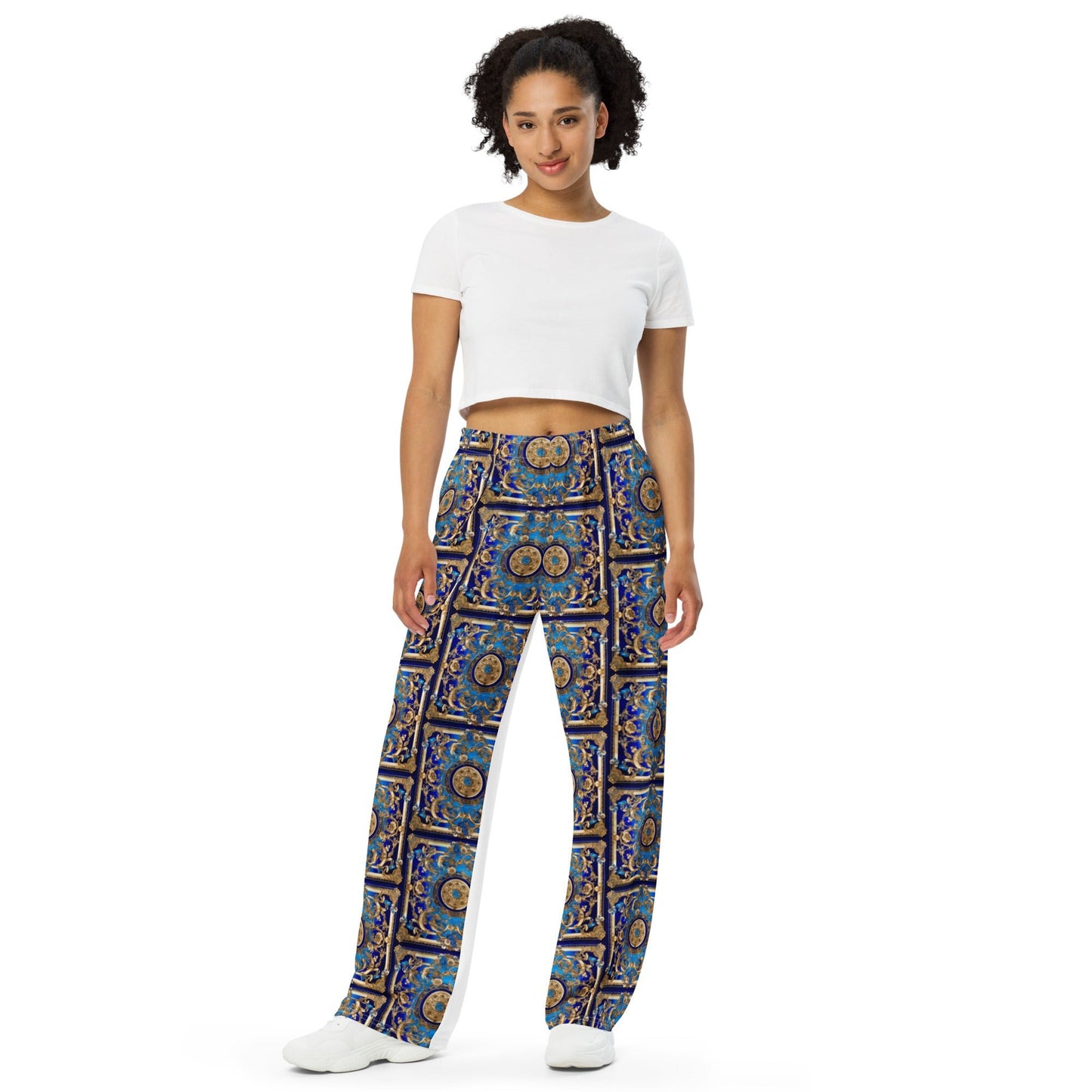 Front Signature Scarf Collection Unisex wide-leg pants #MzKittyz #NikkiDKatArt