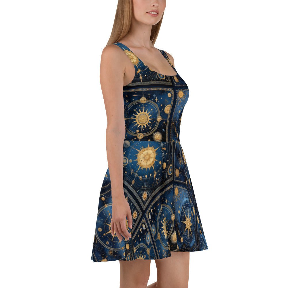 Front Scarf Constellation Skater Dress #MzKittyz #NikkiDKatArt