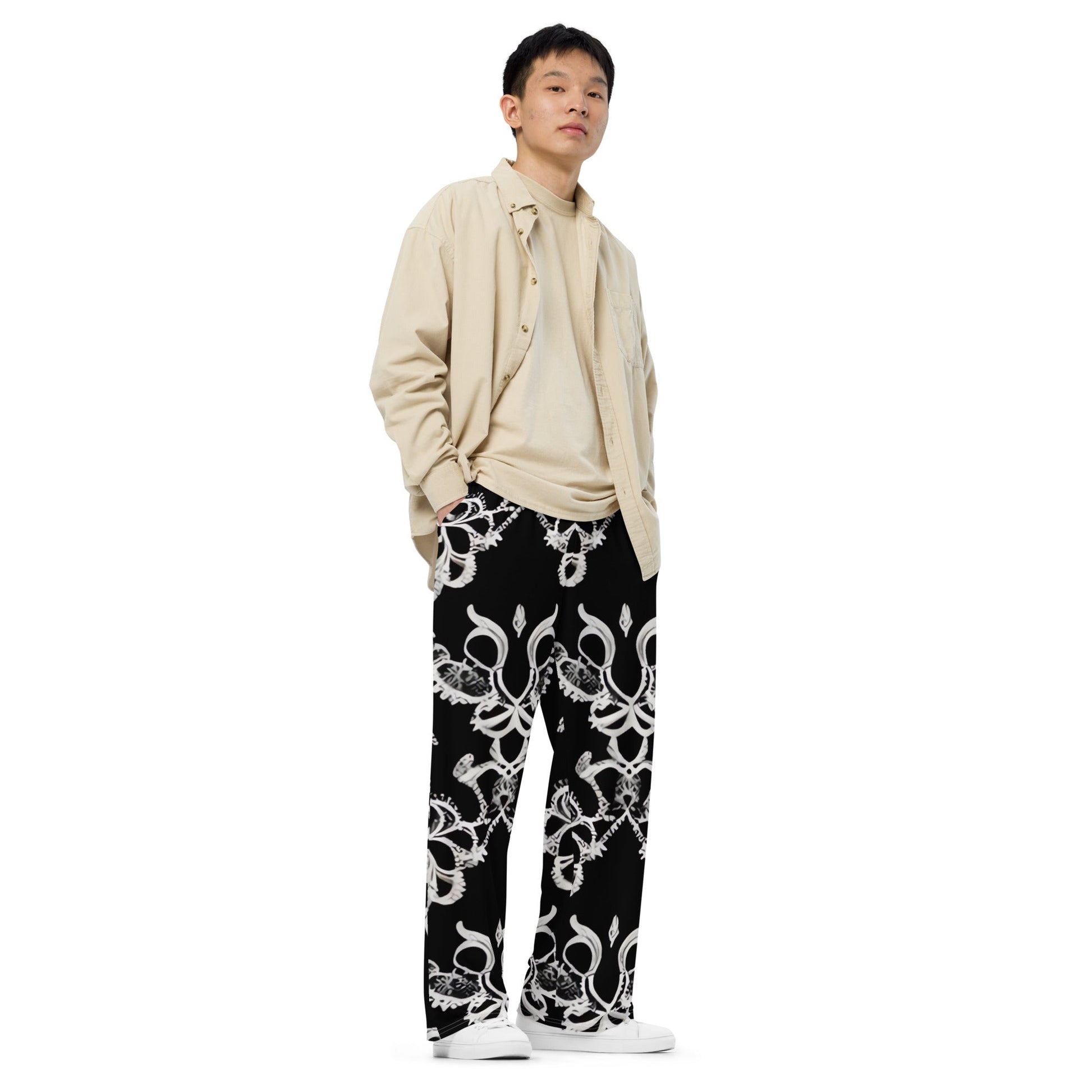Front Lacie Lace Florentino Unisex wide-leg pants Wide Legged Pant #MzKittyz #NikkiDKatArt