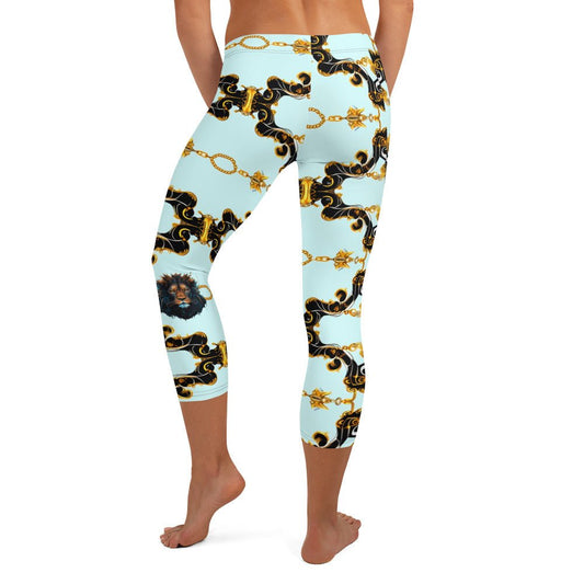Front Aqua Baroque Signature Women's Capri Leggings Leggings, Capri #MzKittyz #NikkiDKatArt