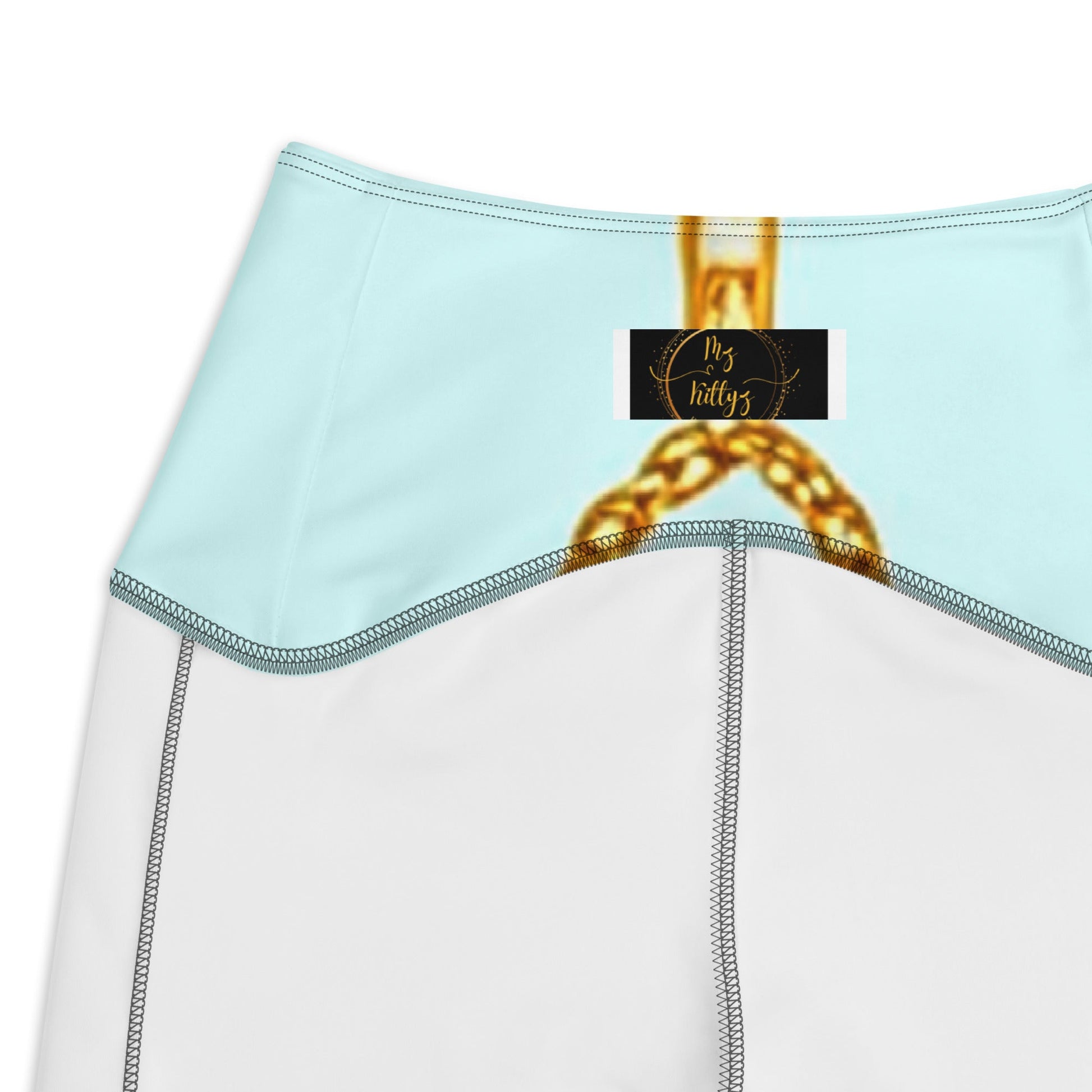 Front Aqua Baroque Signature Women's Leggings with Pockets - 2XS to 6XL Leggings, Pockets #MzKittyz #NikkiDKatArt