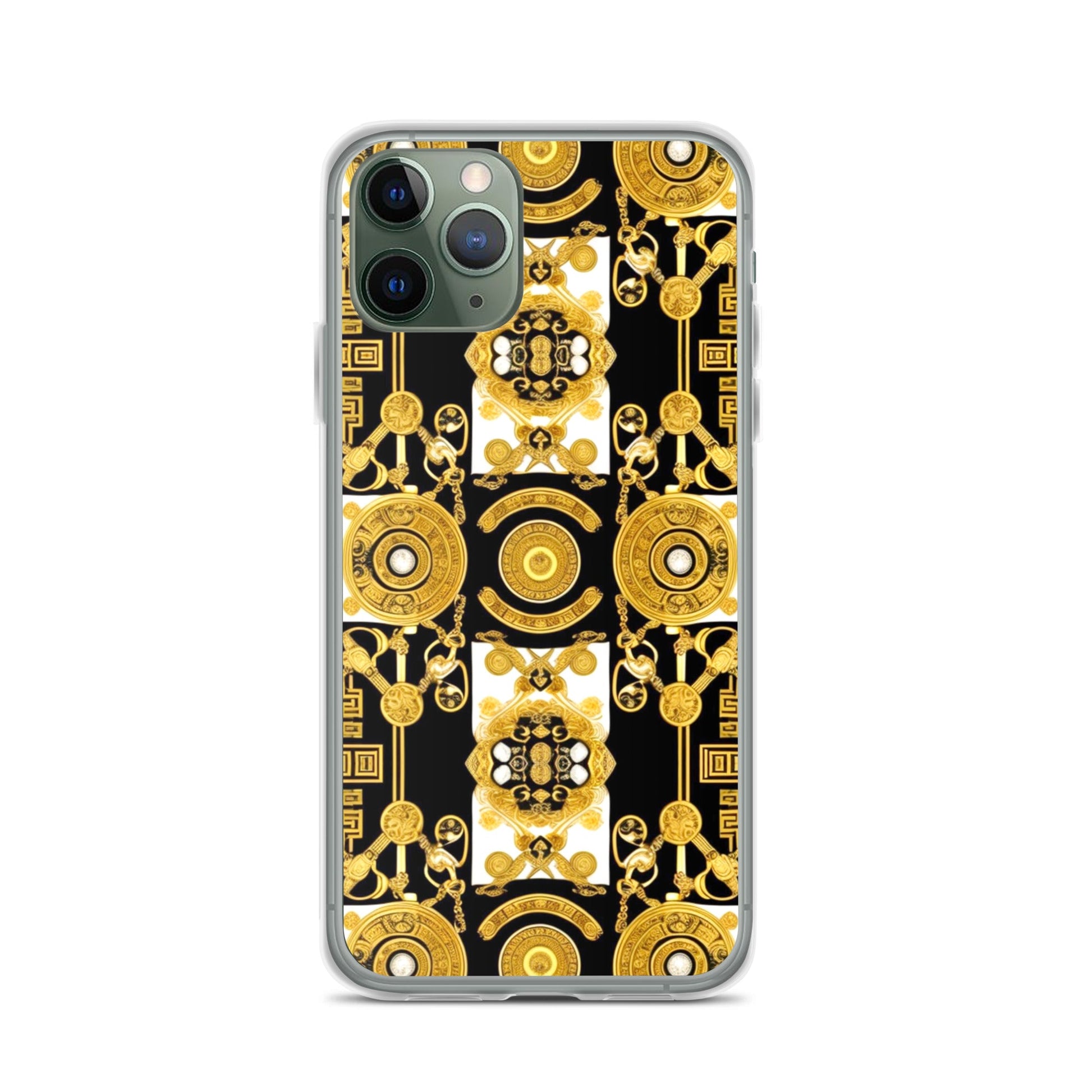Front Baroque Gold & Black Coins Signature Clear Case for iPhone® iPhone, Clear Case #MzKittyz #NikkiDKatArt