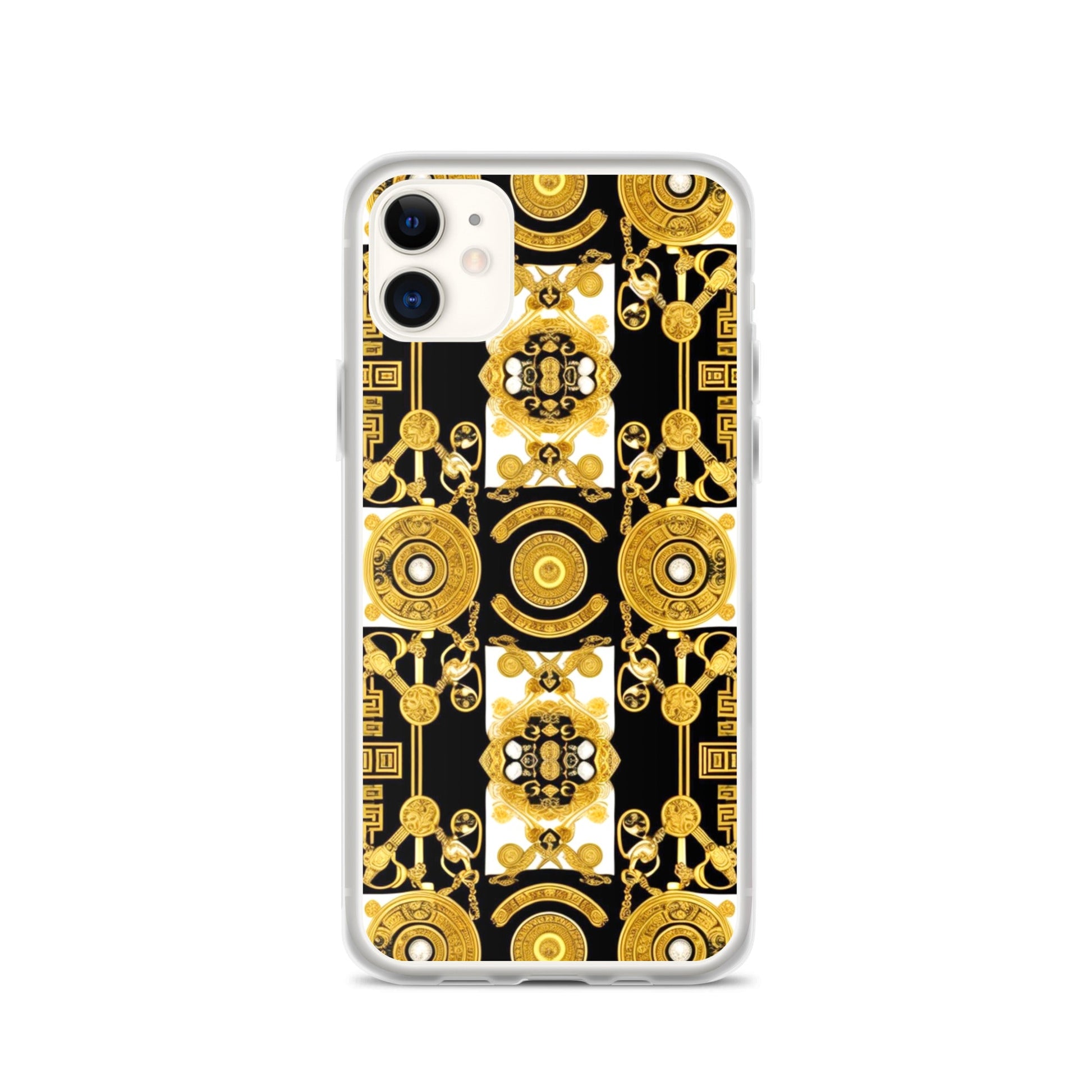 Front Baroque Gold & Black Coins Signature Clear Case for iPhone® iPhone, Clear Case #MzKittyz #NikkiDKatArt