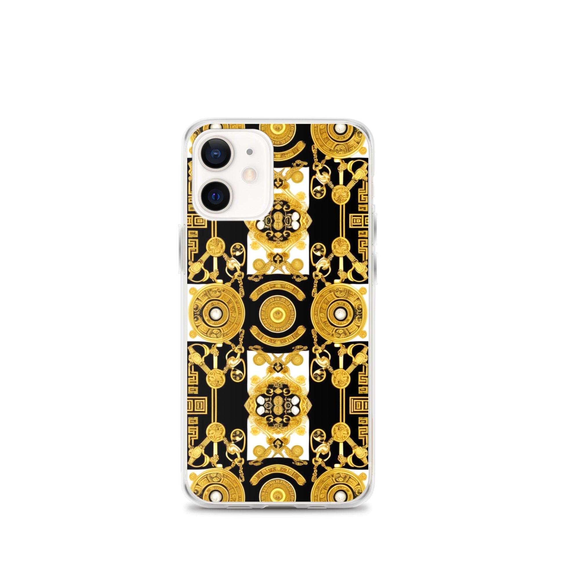 Front Baroque Gold & Black Coins Signature Clear Case for iPhone® iPhone, Clear Case #MzKittyz #NikkiDKatArt