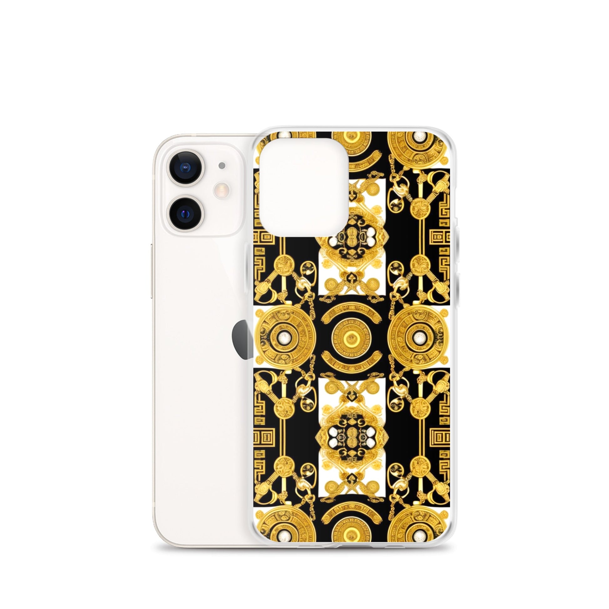 Front Baroque Gold & Black Coins Signature Clear Case for iPhone® iPhone, Clear Case #MzKittyz #NikkiDKatArt