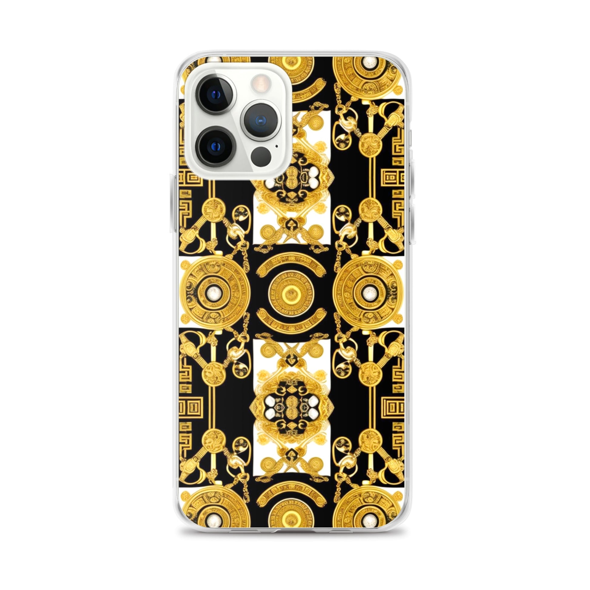 Front Baroque Gold & Black Coins Signature Clear Case for iPhone® iPhone, Clear Case #MzKittyz #NikkiDKatArt
