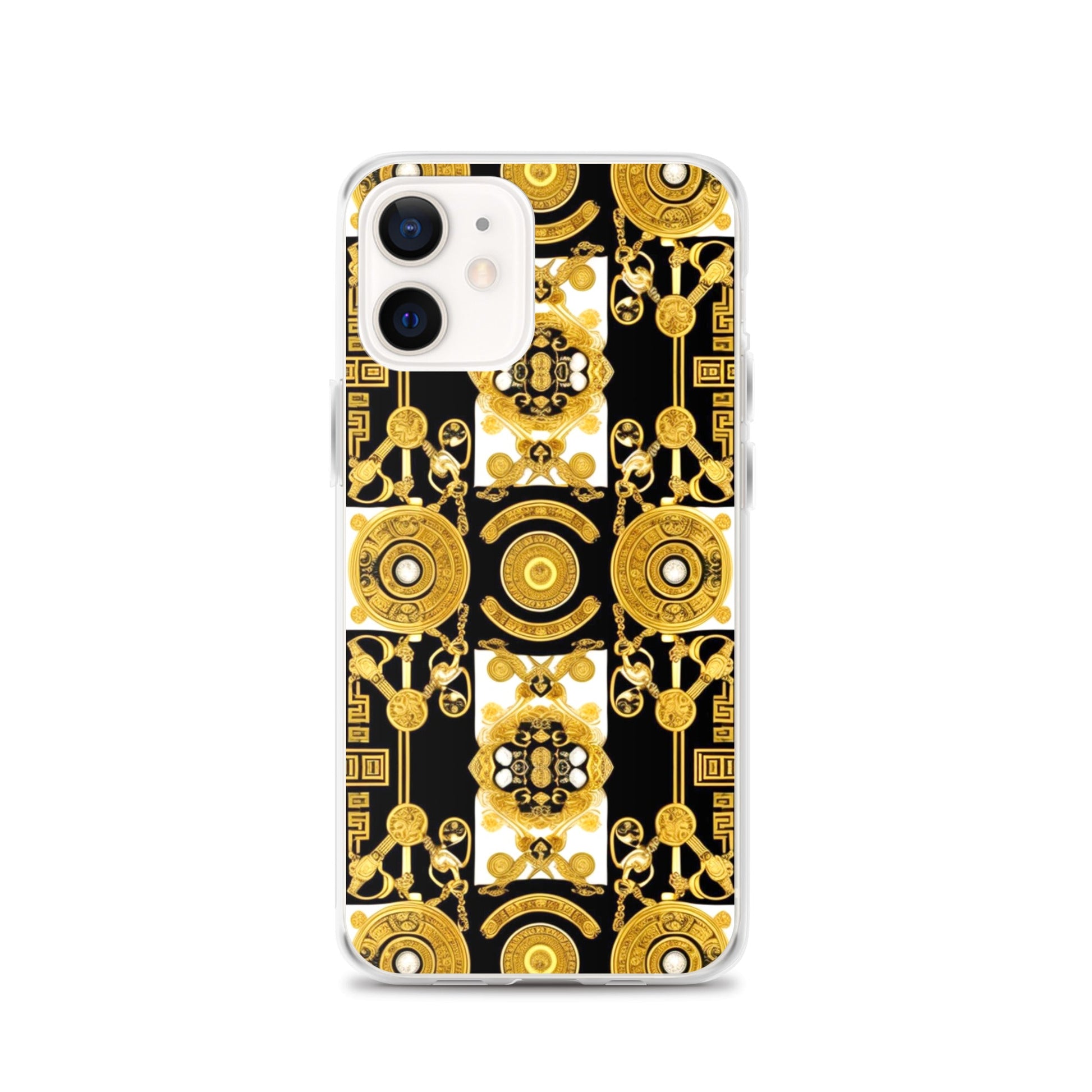 Front Baroque Gold & Black Coins Signature Clear Case for iPhone® iPhone, Clear Case #MzKittyz #NikkiDKatArt