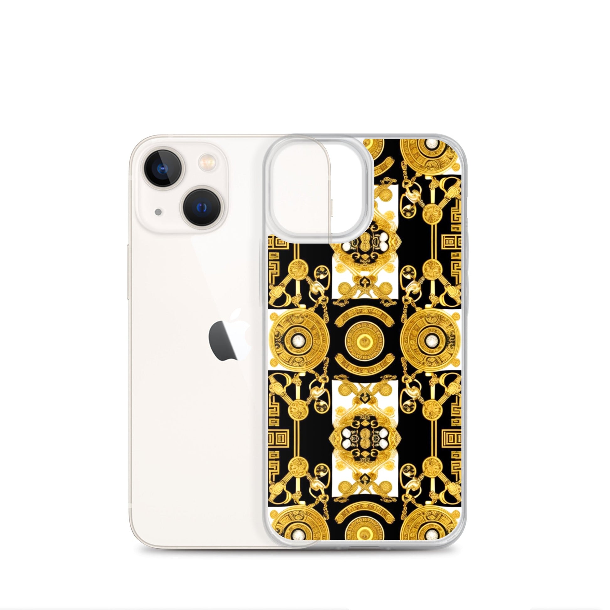 Front Baroque Gold & Black Coins Signature Clear Case for iPhone® iPhone, Clear Case #MzKittyz #NikkiDKatArt