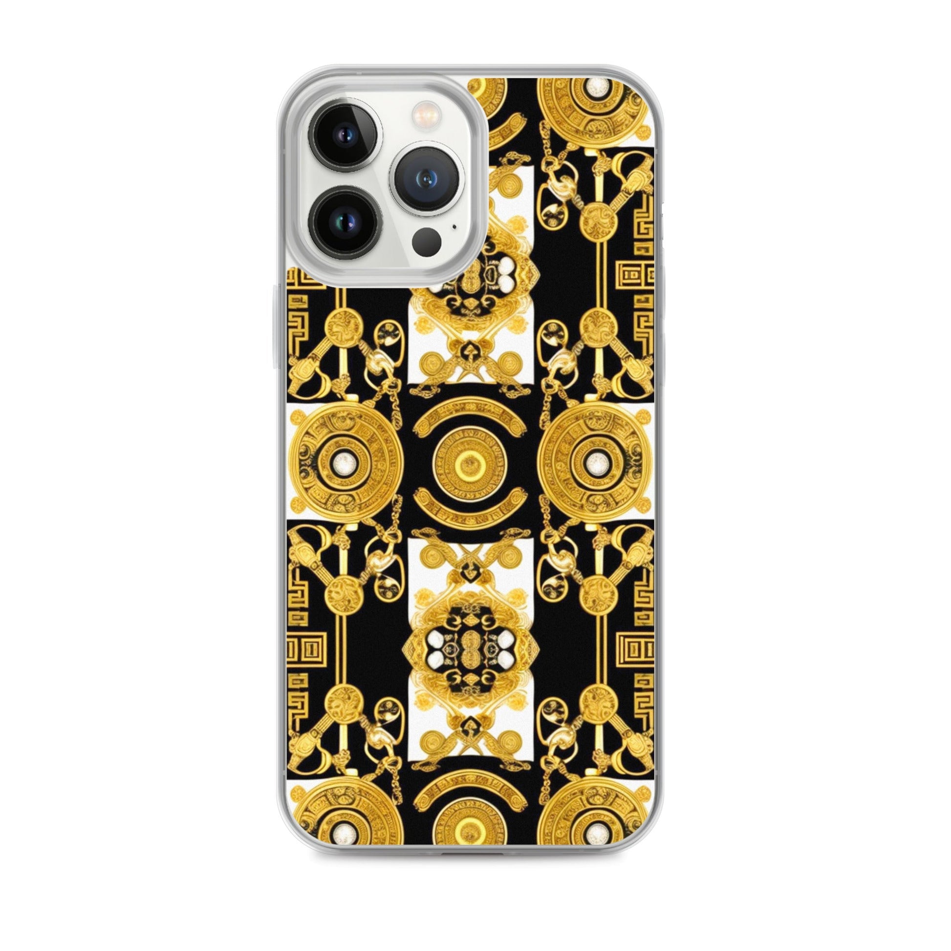 Front Baroque Gold & Black Coins Signature Clear Case for iPhone® iPhone, Clear Case #MzKittyz #NikkiDKatArt