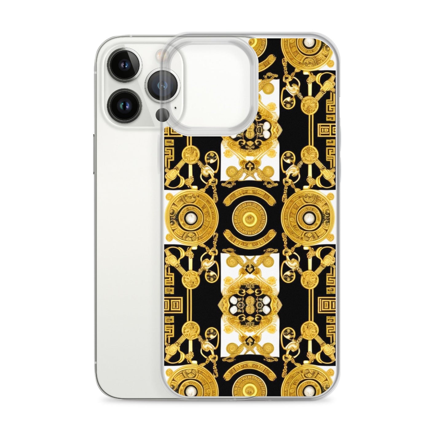 Front Baroque Gold & Black Coins Signature Clear Case for iPhone® iPhone, Clear Case #MzKittyz #NikkiDKatArt