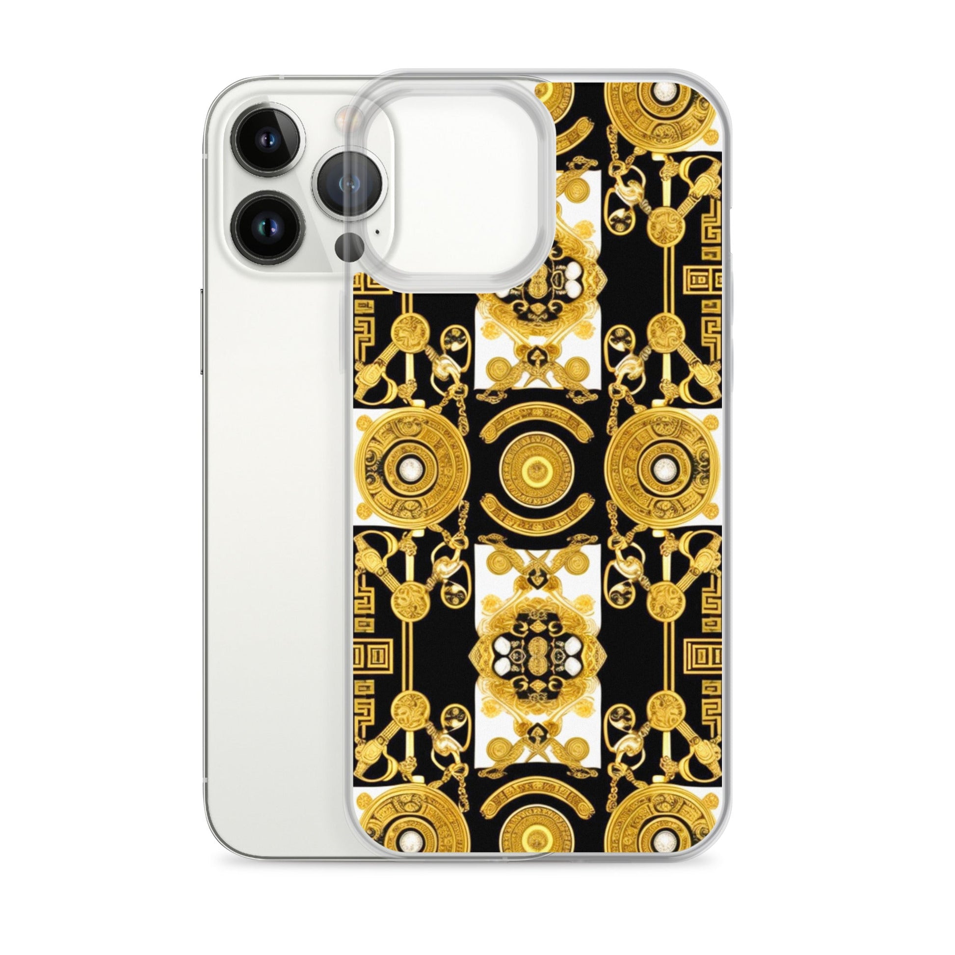 Front Baroque Gold & Black Coins Signature Clear Case for iPhone® iPhone, Clear Case #MzKittyz #NikkiDKatArt