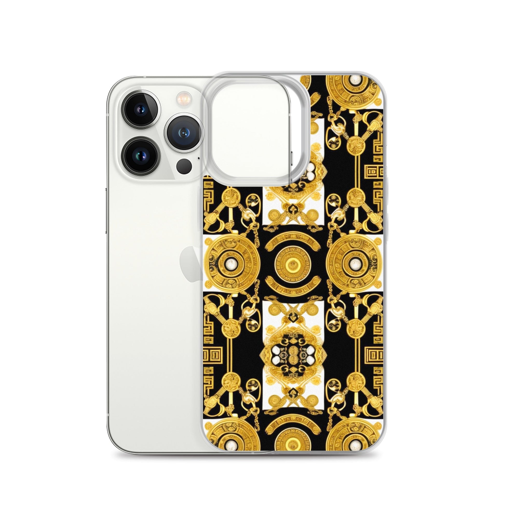 Front Baroque Gold & Black Coins Signature Clear Case for iPhone® iPhone, Clear Case #MzKittyz #NikkiDKatArt