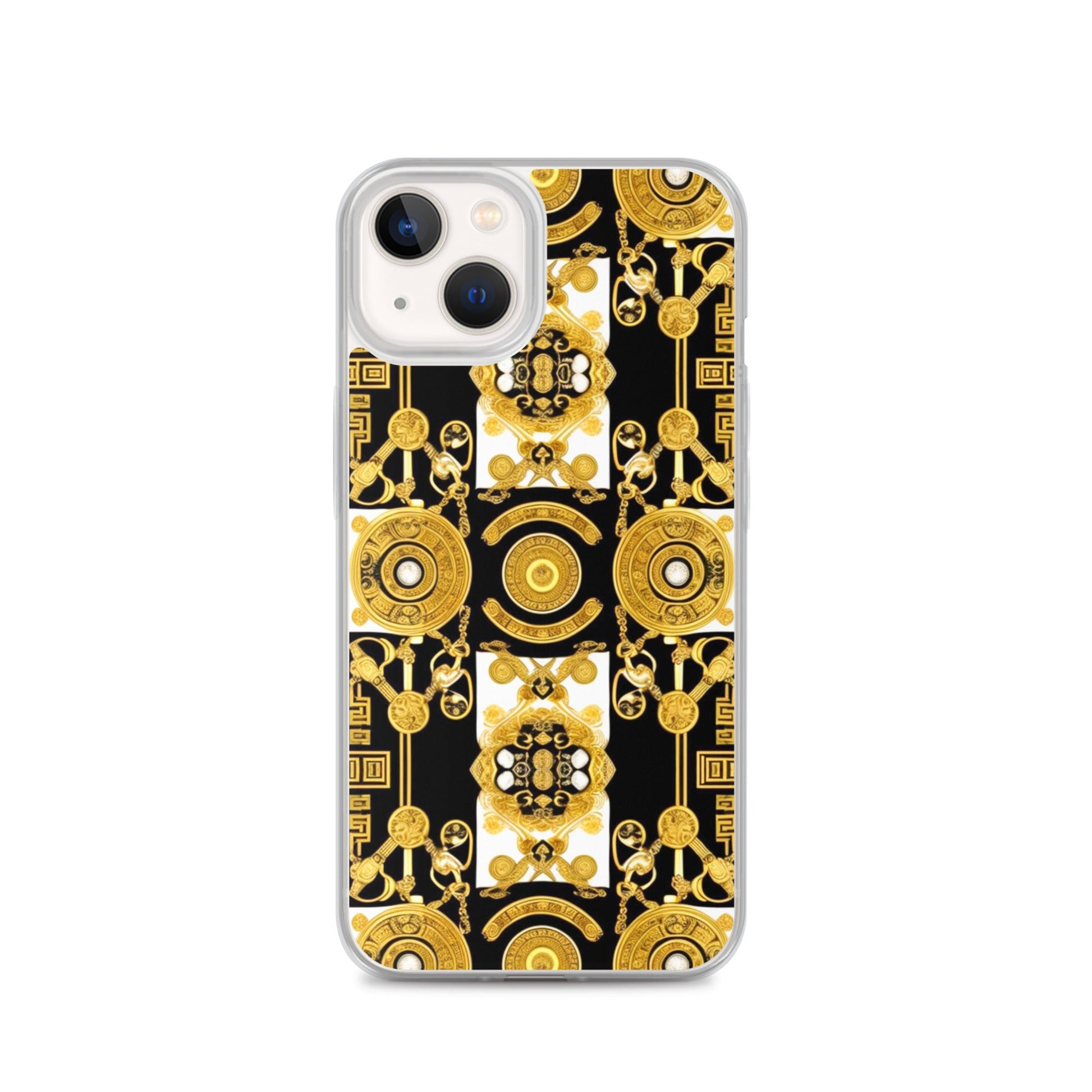 Front Baroque Gold & Black Coins Signature Clear Case for iPhone® iPhone, Clear Case #MzKittyz #NikkiDKatArt