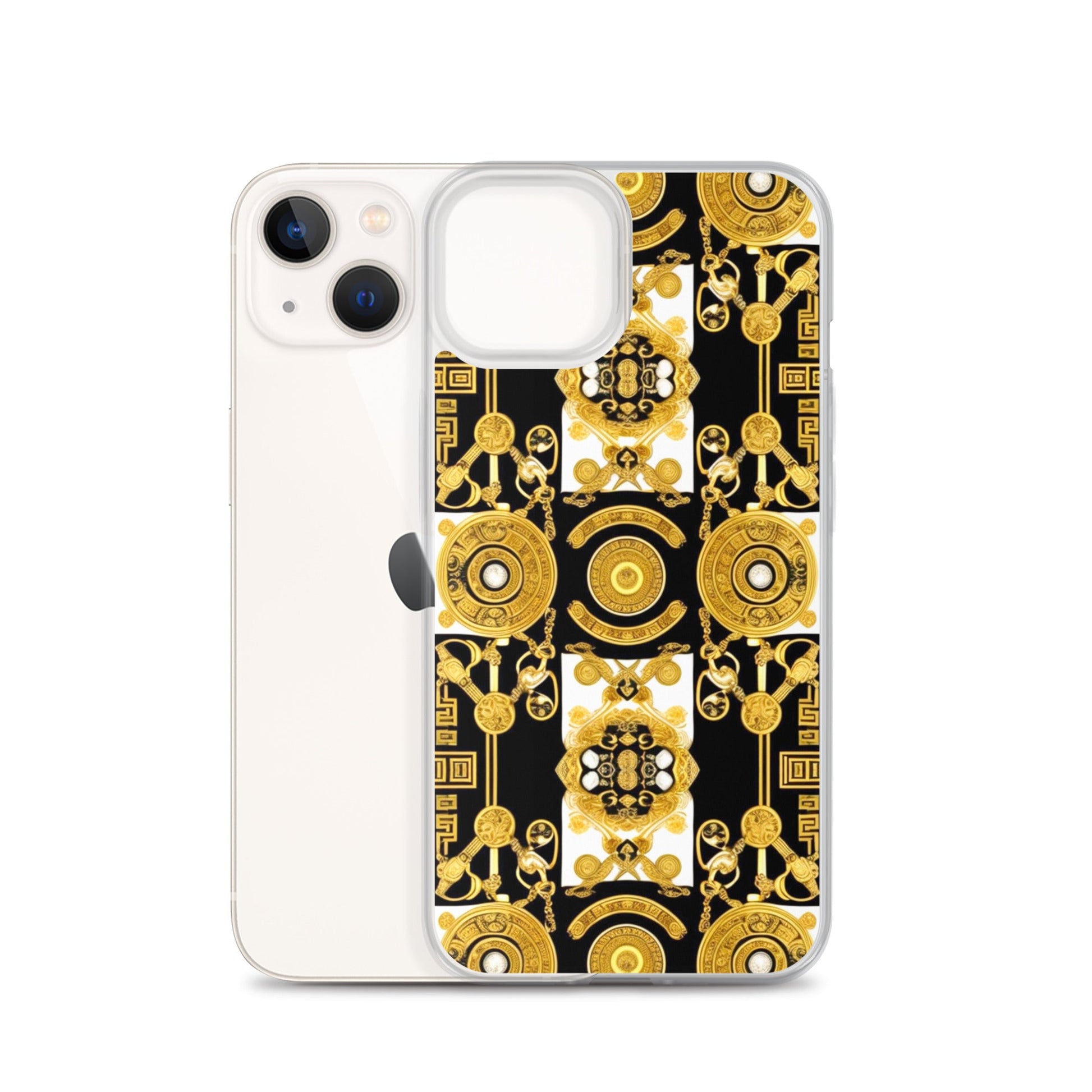 Front Baroque Gold & Black Coins Signature Clear Case for iPhone® iPhone, Clear Case #MzKittyz #NikkiDKatArt