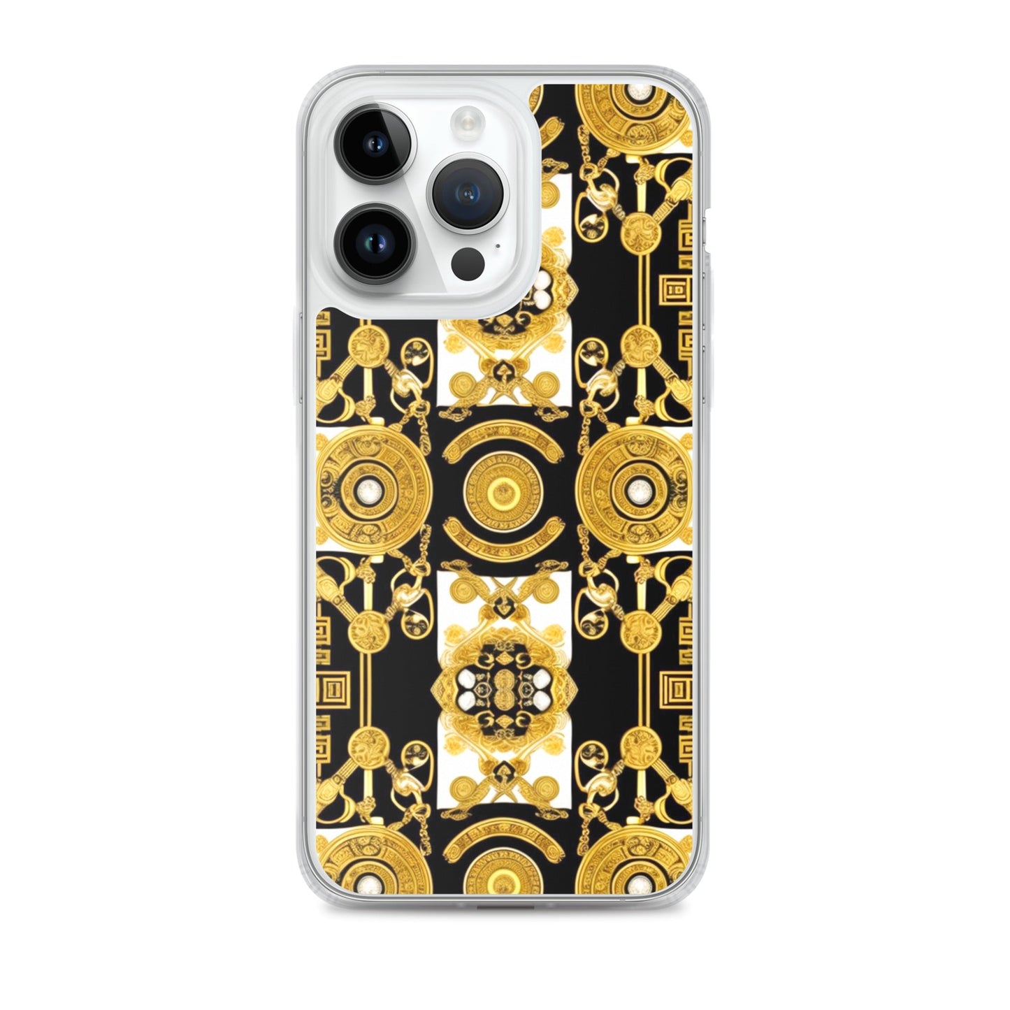 Front Baroque Gold & Black Coins Signature Clear Case for iPhone® iPhone, Clear Case #MzKittyz #NikkiDKatArt
