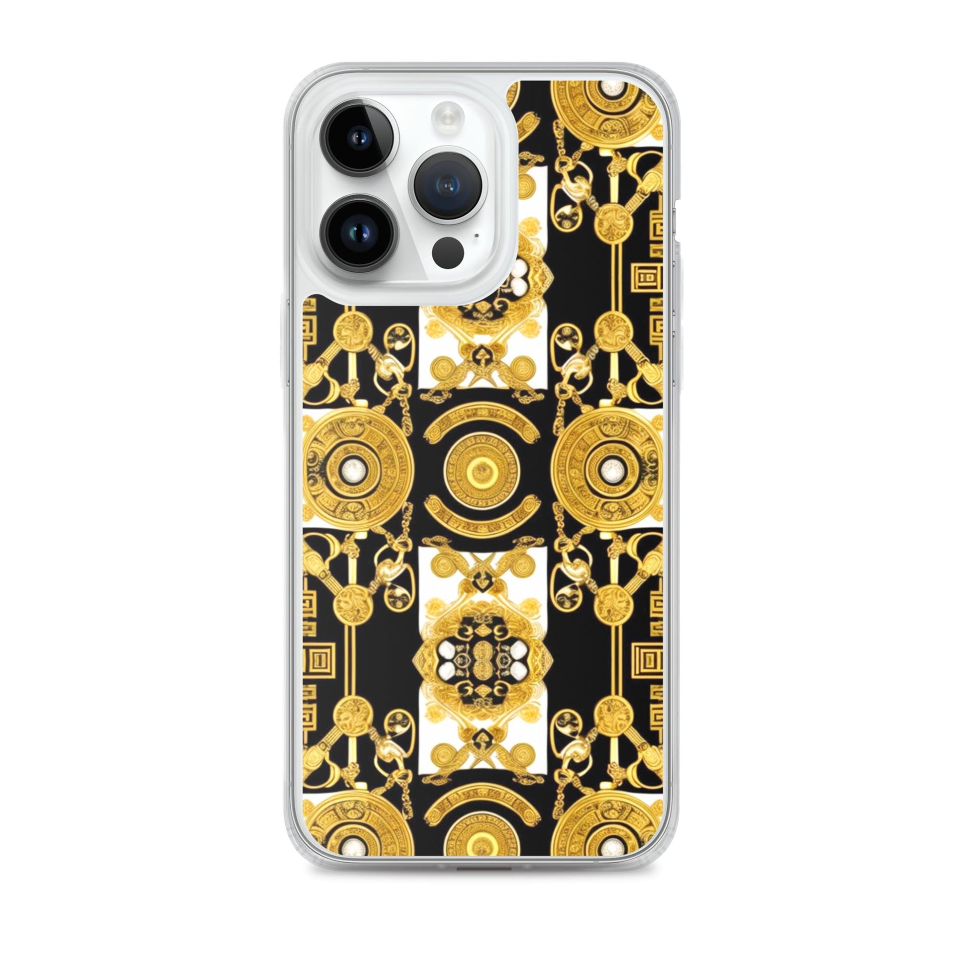 Front Baroque Gold & Black Coins Signature Clear Case for iPhone® iPhone, Clear Case #MzKittyz #NikkiDKatArt