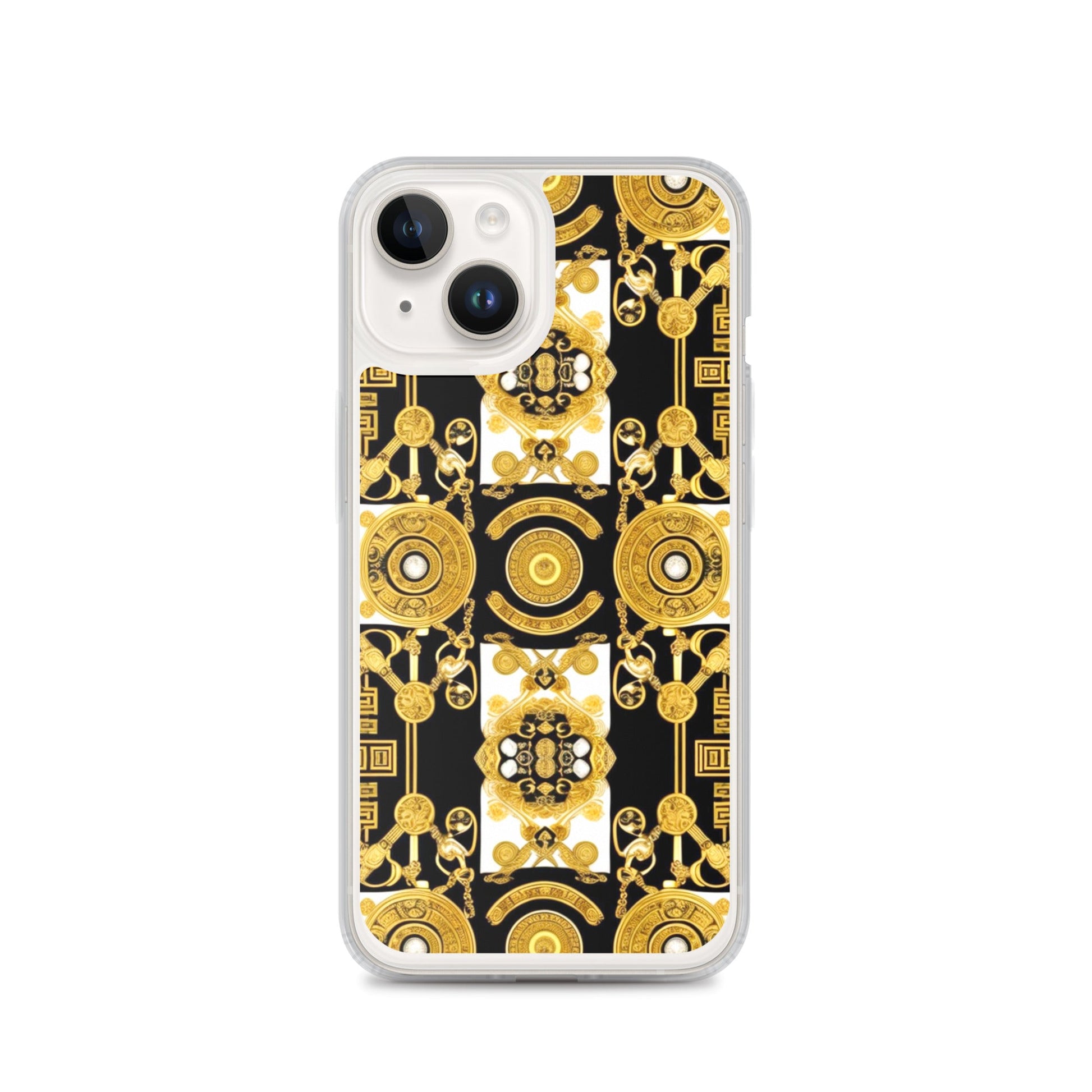 Front Baroque Gold & Black Coins Signature Clear Case for iPhone® iPhone, Clear Case #MzKittyz #NikkiDKatArt