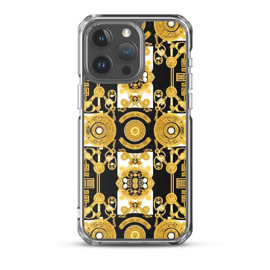 Front Baroque Gold & Black Coins Signature Clear Case for iPhone® iPhone, Clear Case #MzKittyz #NikkiDKatArt