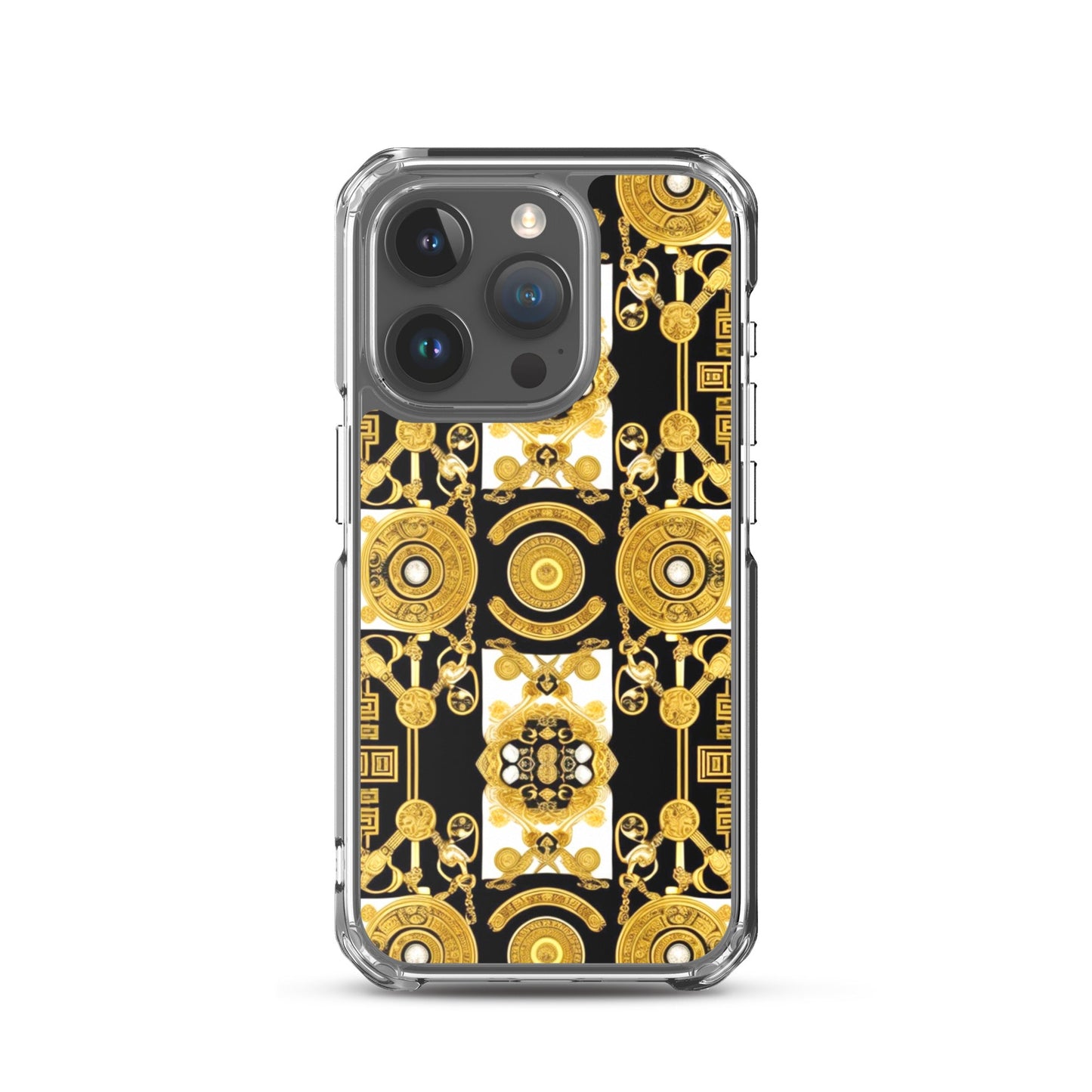 Front Baroque Gold & Black Coins Signature Clear Case for iPhone® iPhone, Clear Case #MzKittyz #NikkiDKatArt