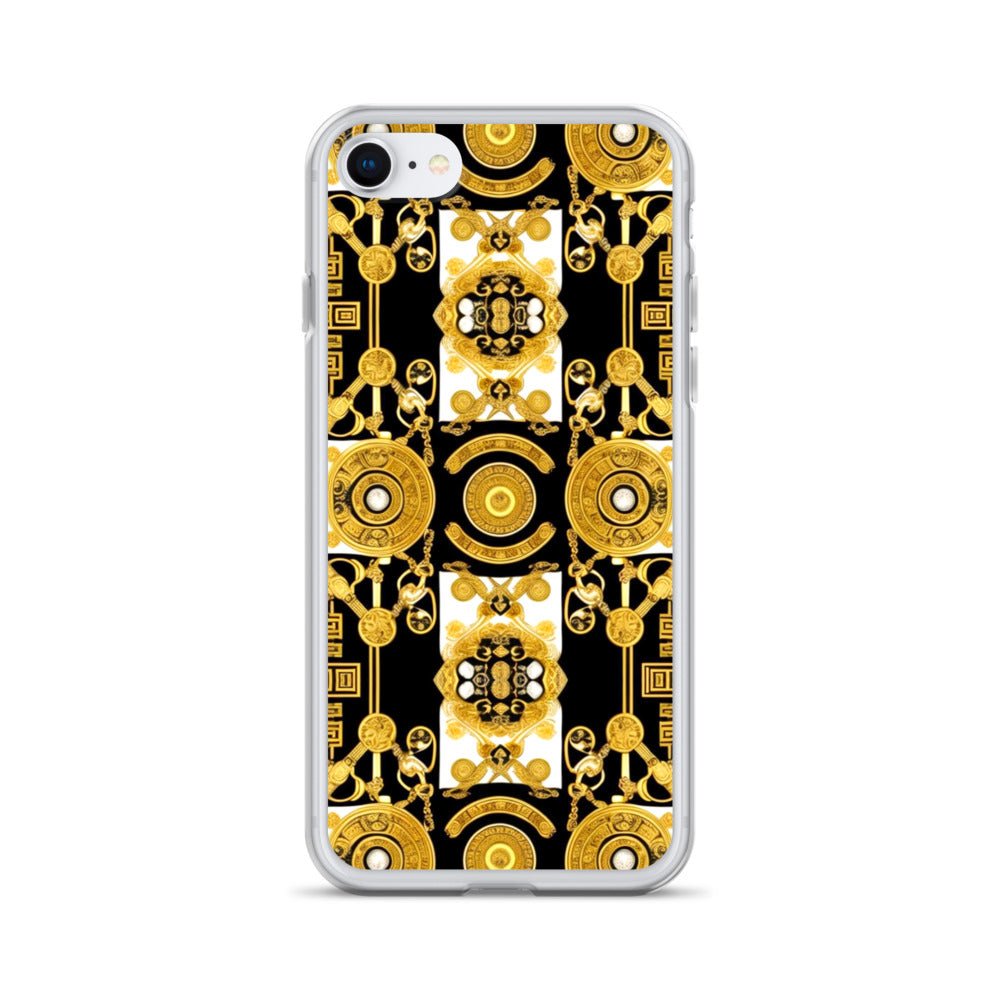Front Baroque Gold & Black Coins Signature Clear Case for iPhone® iPhone, Clear Case #MzKittyz #NikkiDKatArt