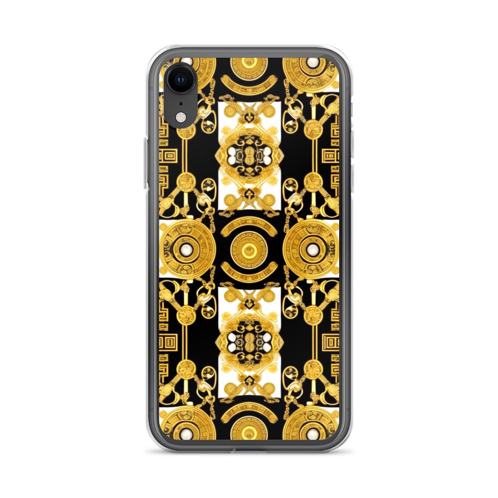 Front Baroque Gold & Black Coins Signature Clear Case for iPhone® iPhone, Clear Case #MzKittyz #NikkiDKatArt