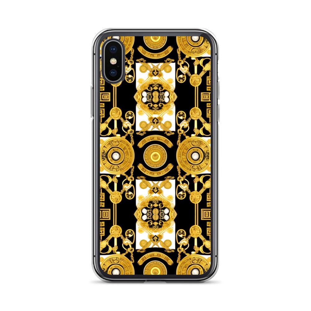 Front Baroque Gold & Black Coins Signature Clear Case for iPhone® iPhone, Clear Case #MzKittyz #NikkiDKatArt