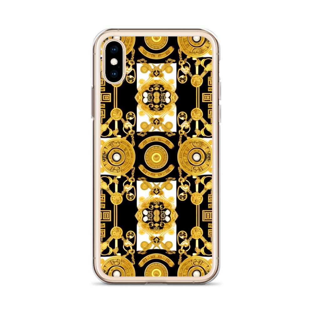 Front Baroque Gold & Black Coins Signature Clear Case for iPhone® iPhone, Clear Case #MzKittyz #NikkiDKatArt