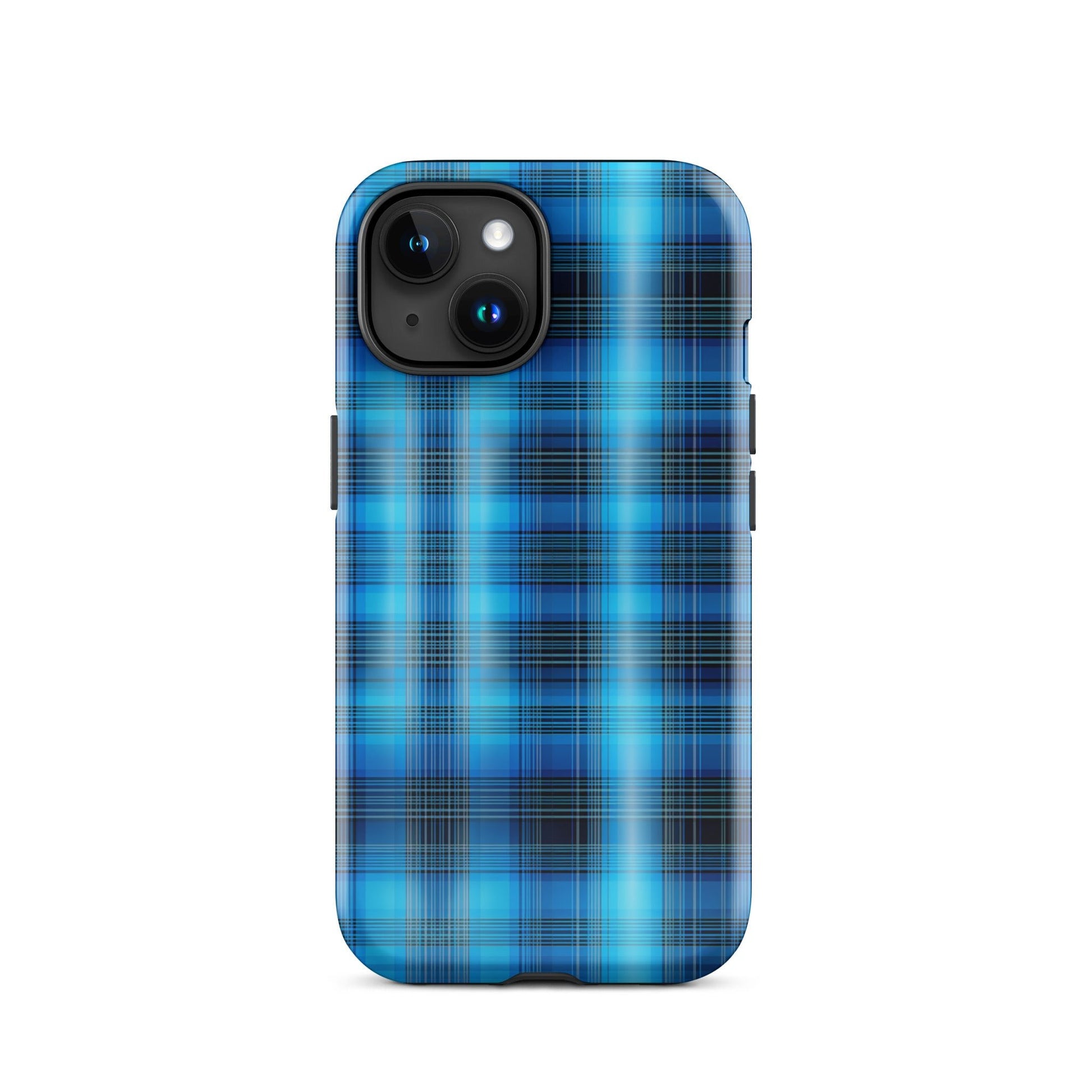Front Blue Plaid Signature Design - Tough Case for iPhone® Tough #MzKittyz #NikkiDKatArt
