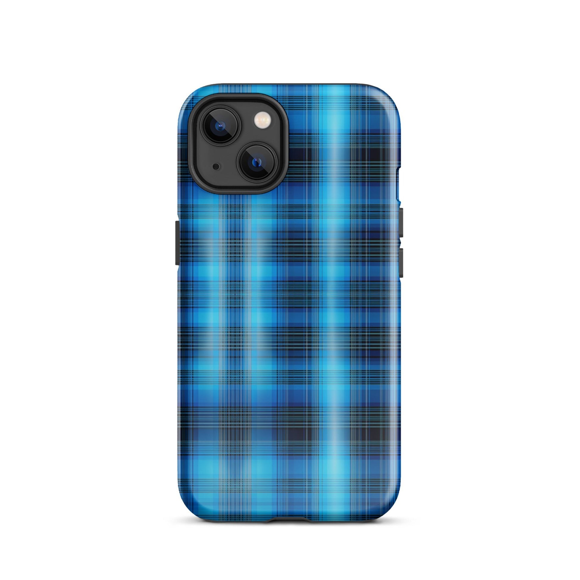 Front Blue Plaid Signature Design - Tough Case for iPhone® Tough #MzKittyz #NikkiDKatArt