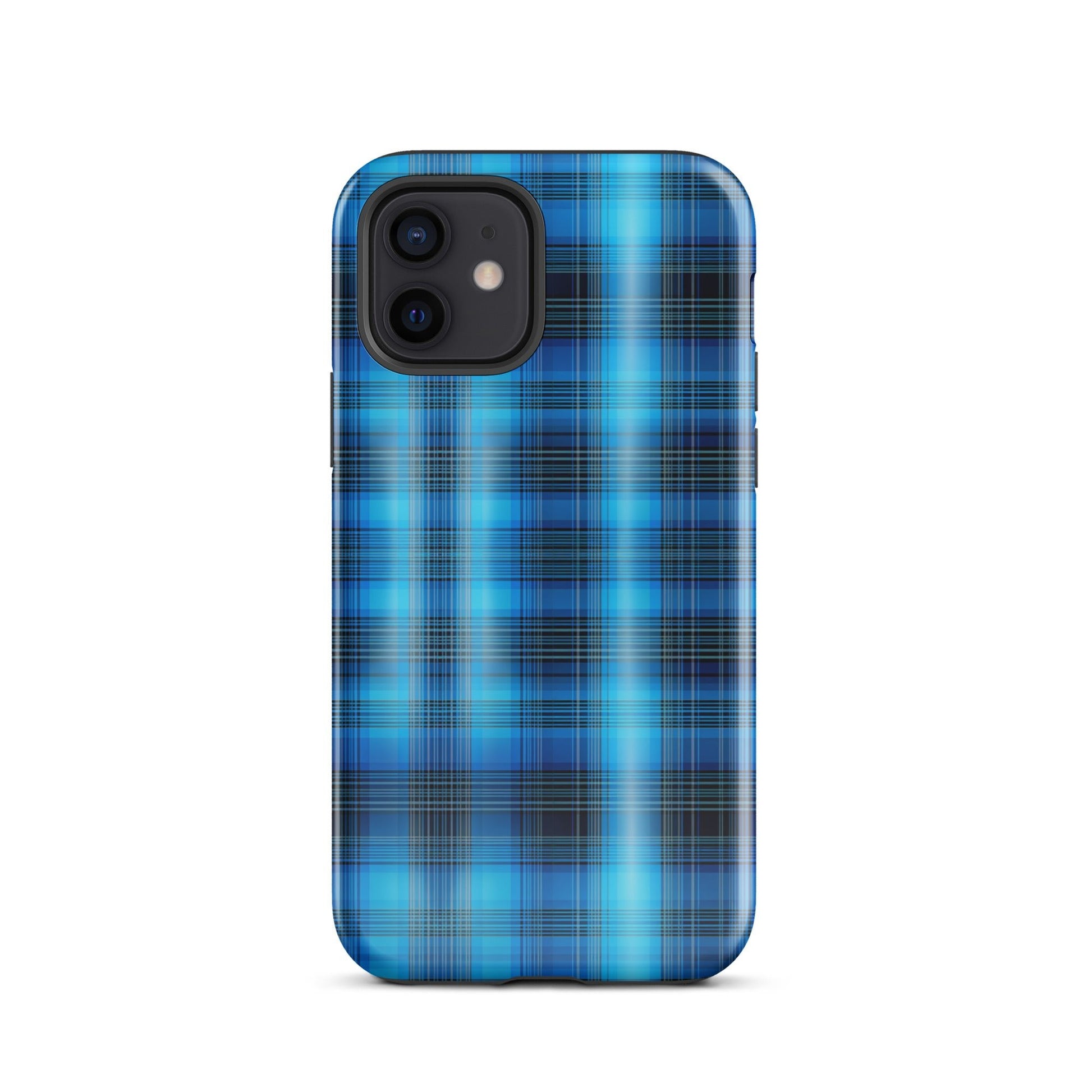 Front Blue Plaid Signature Design - Tough Case for iPhone® Tough #MzKittyz #NikkiDKatArt