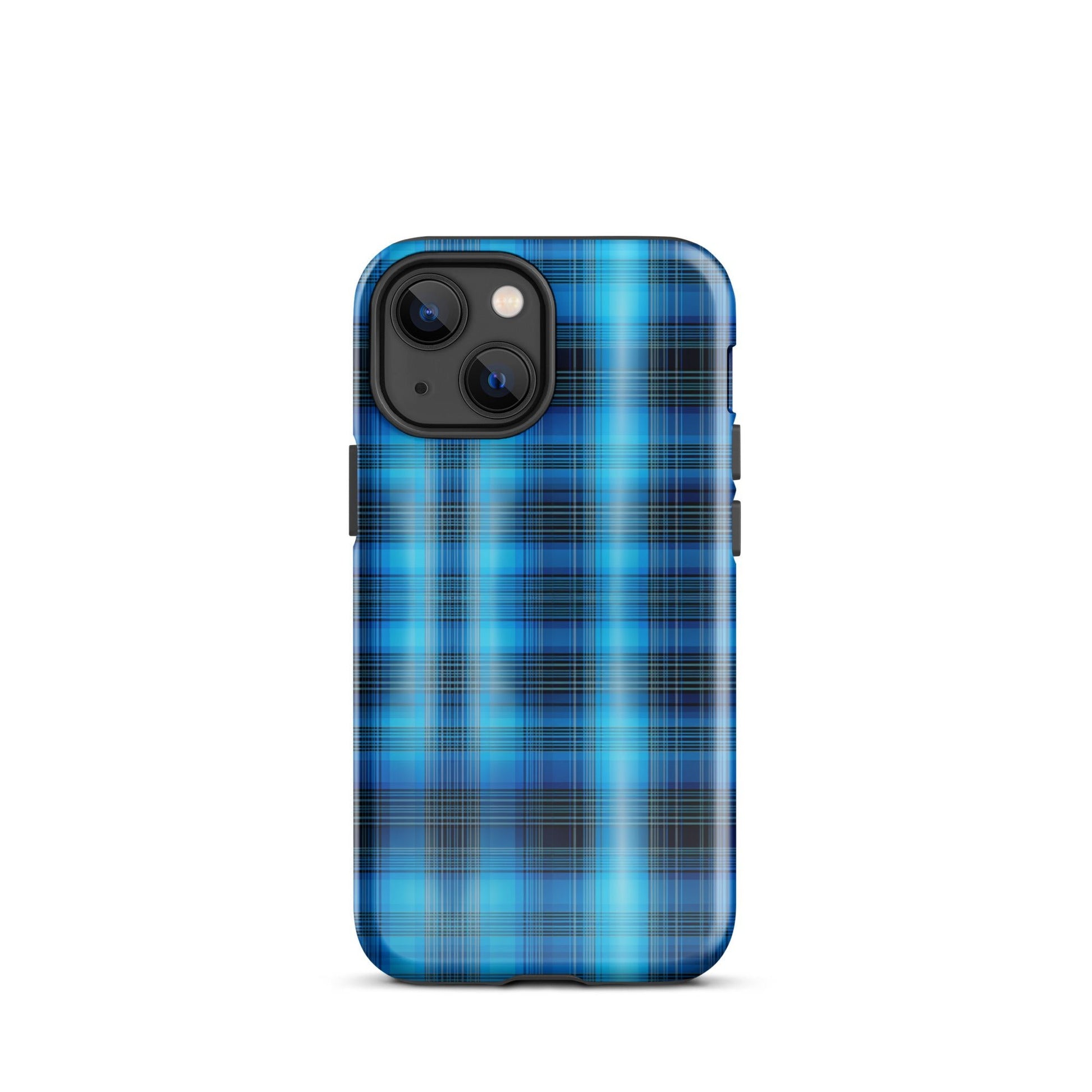 Front Blue Plaid Signature Design - Tough Case for iPhone® Tough #MzKittyz #NikkiDKatArt