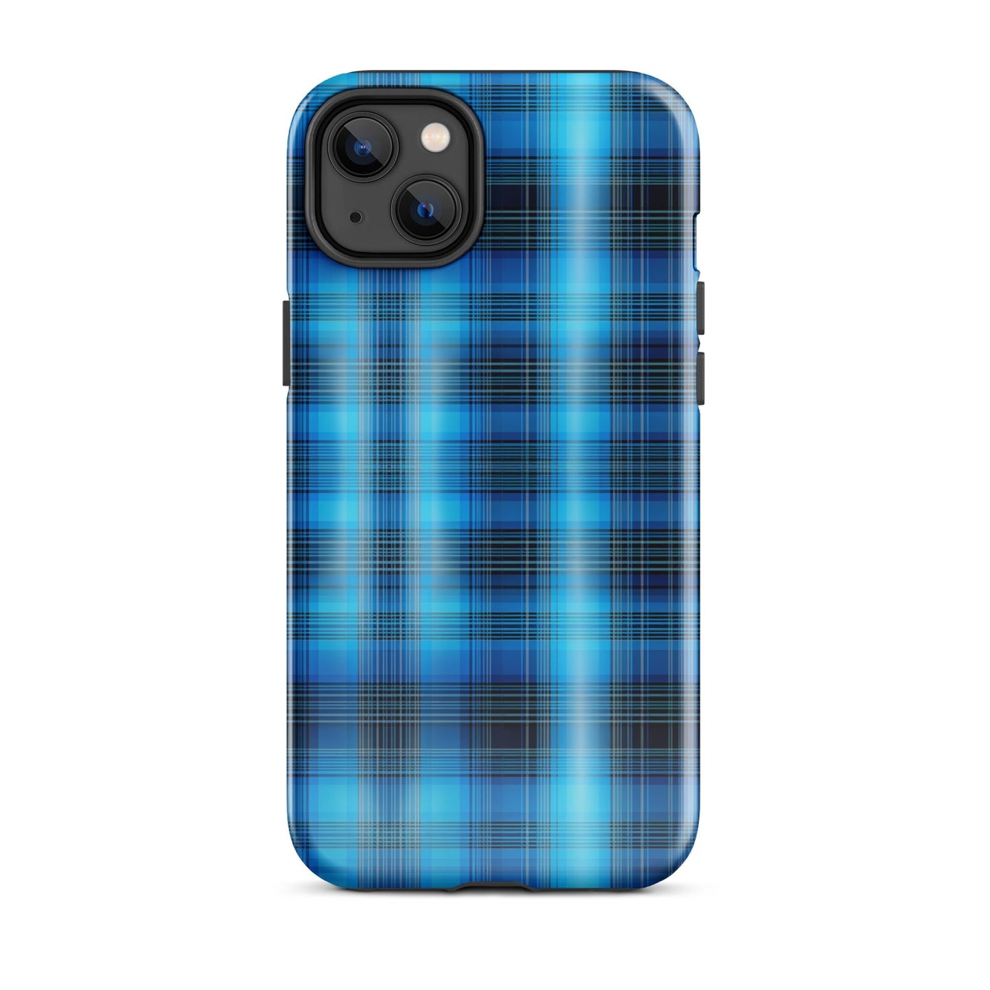 Front Blue Plaid Signature Design - Tough Case for iPhone® Tough #MzKittyz #NikkiDKatArt