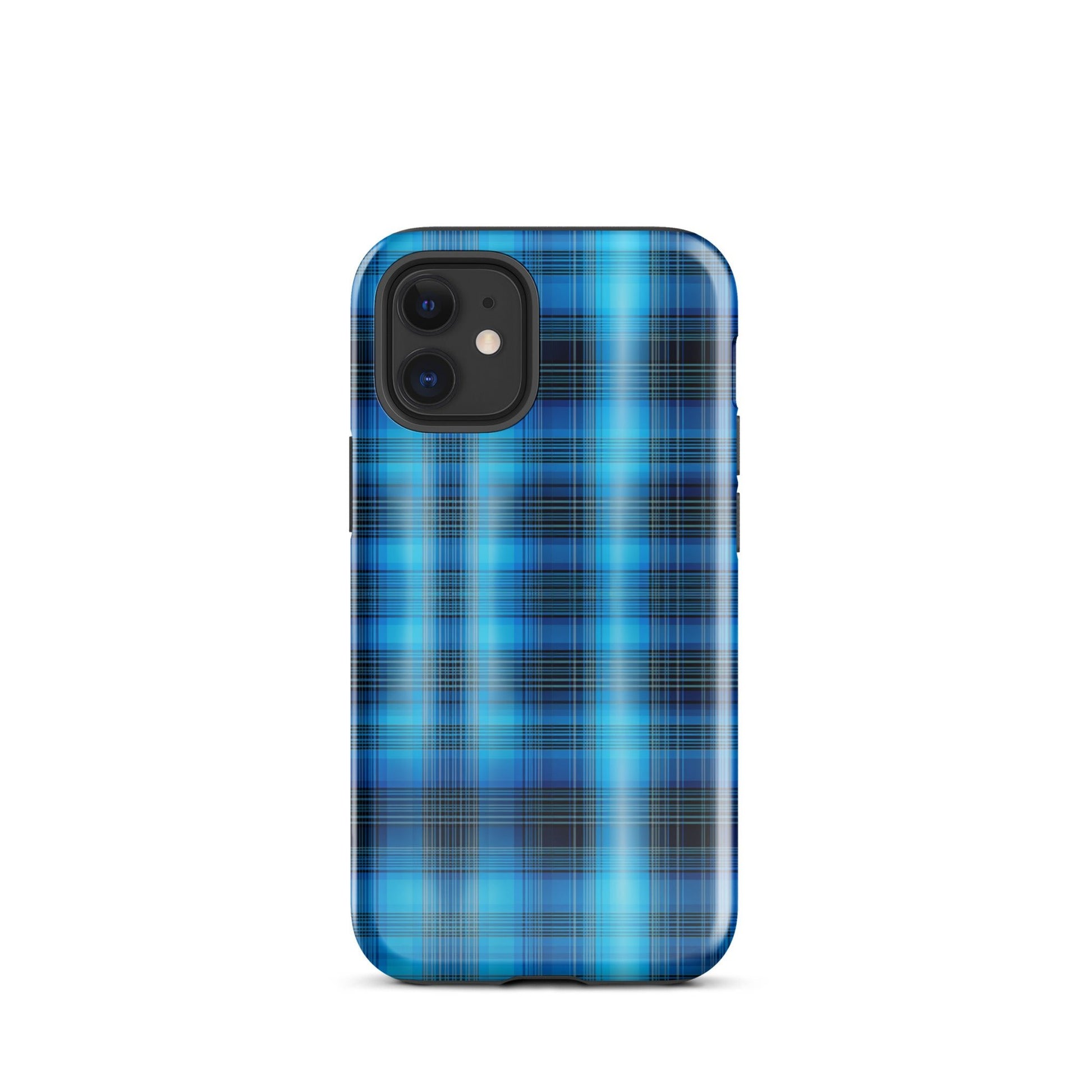 Front Blue Plaid Signature Design - Tough Case for iPhone® Tough #MzKittyz #NikkiDKatArt