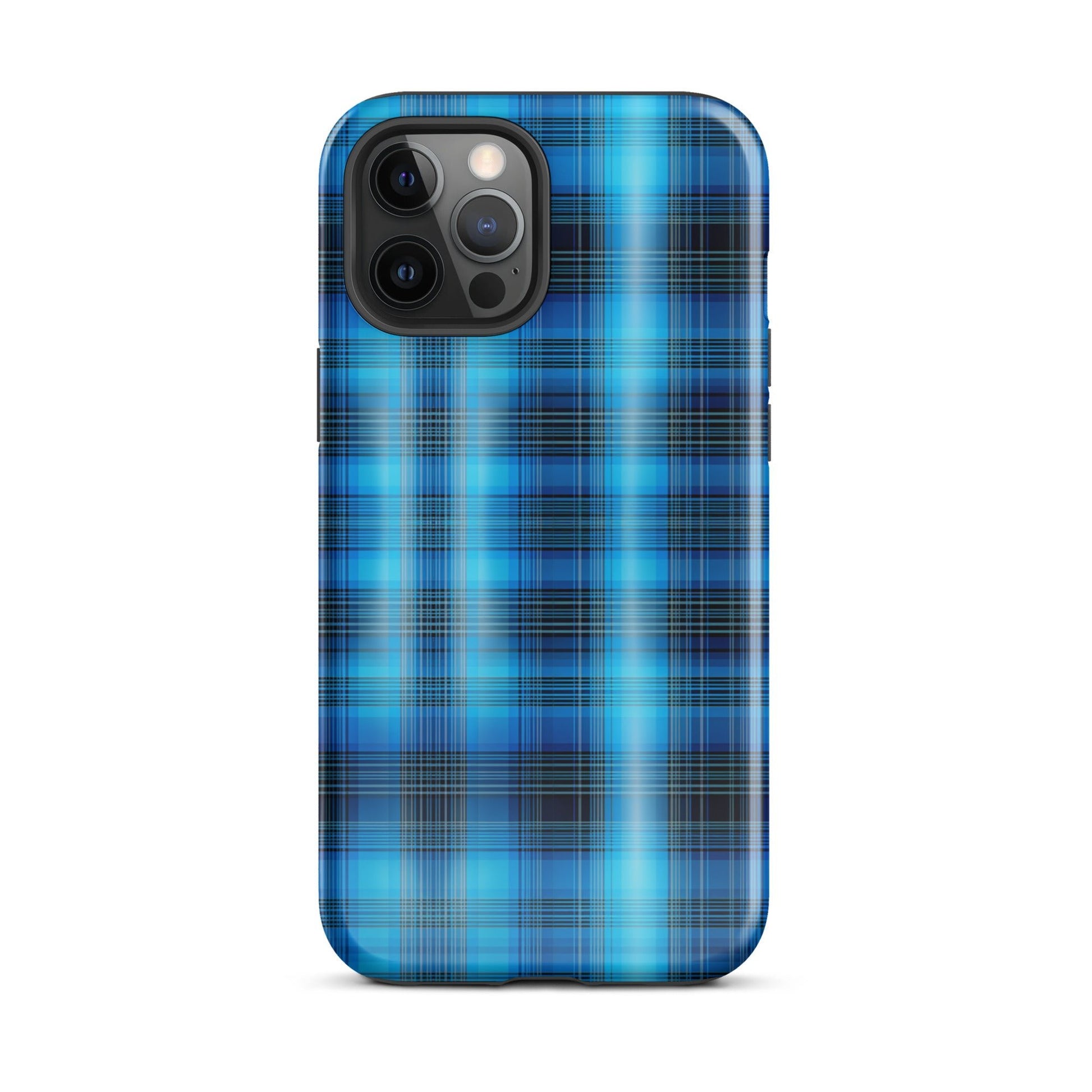 Front Blue Plaid Signature Design - Tough Case for iPhone® Tough #MzKittyz #NikkiDKatArt